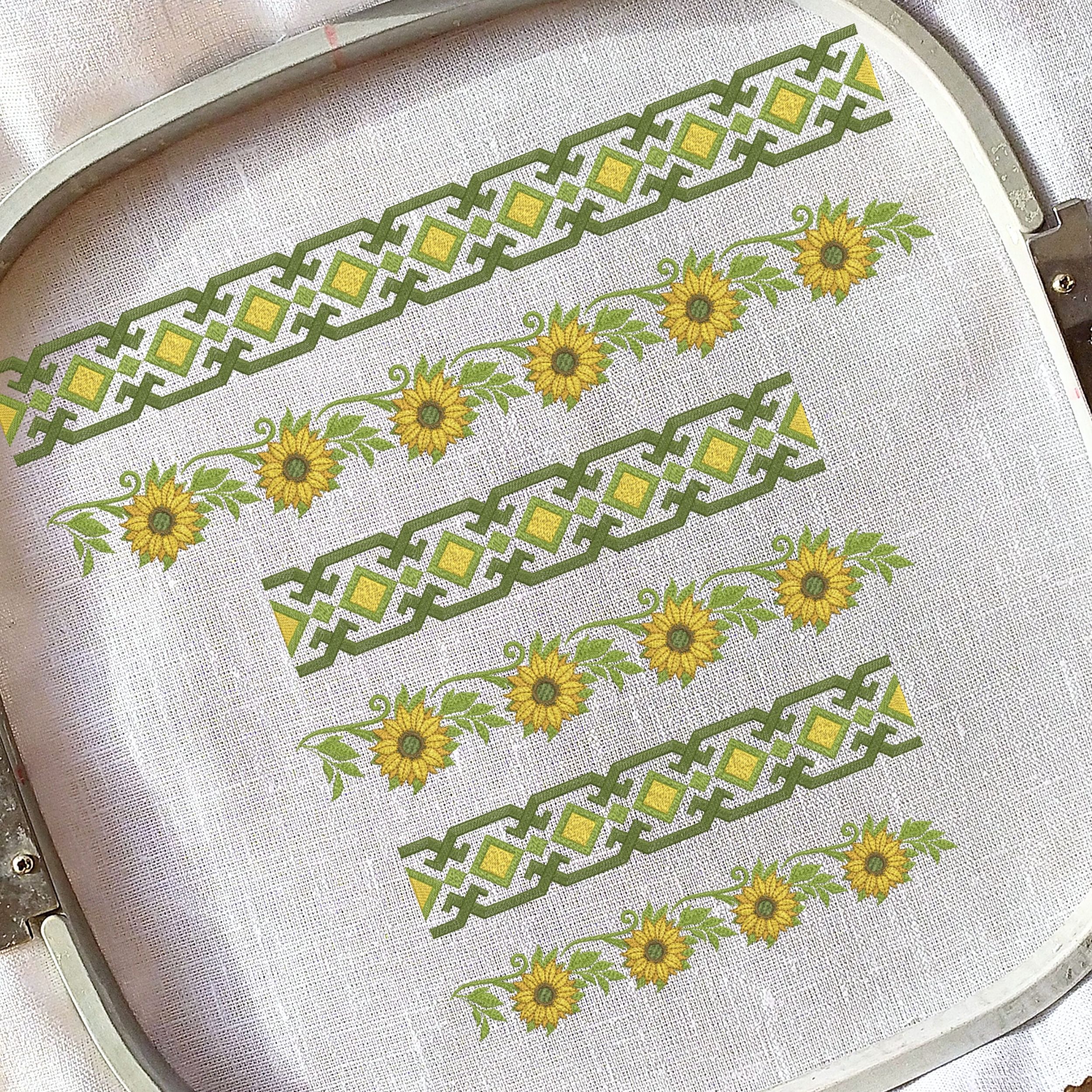 Set of  2 Sunflower Geometric Border-6