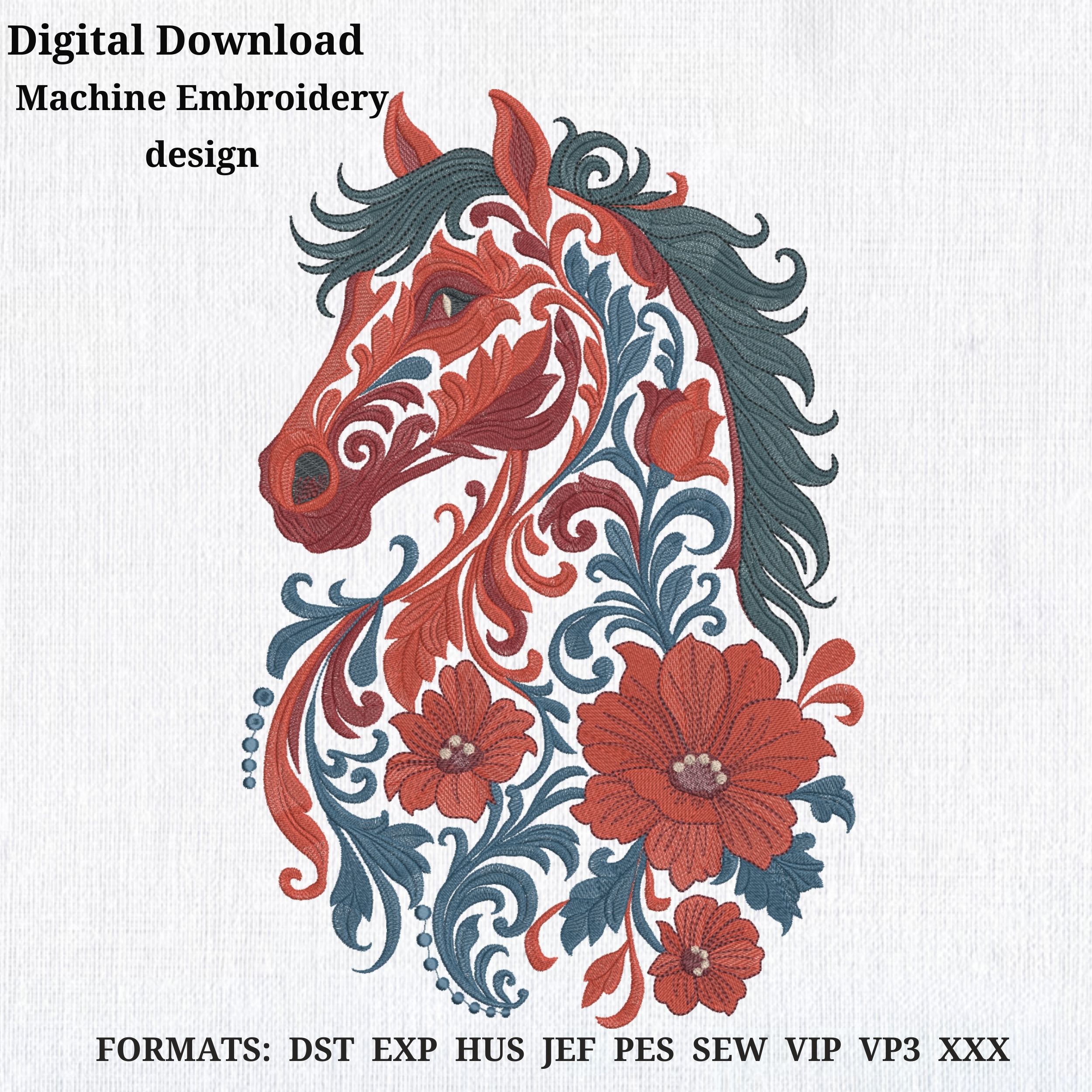 Floral Horse Fantasy Flower Boho Style-3