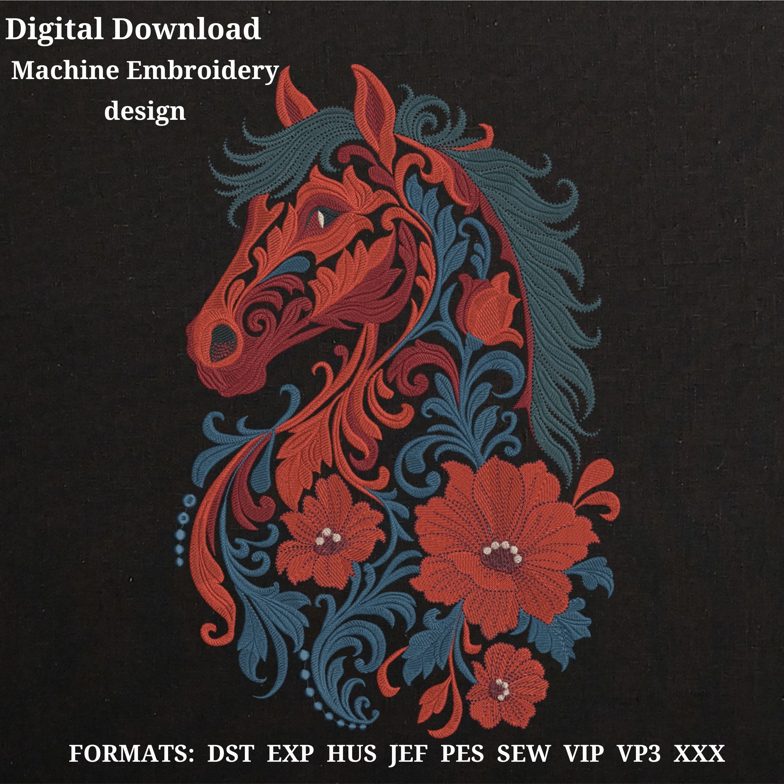 Floral Horse Fantasy Flower Boho Style-4