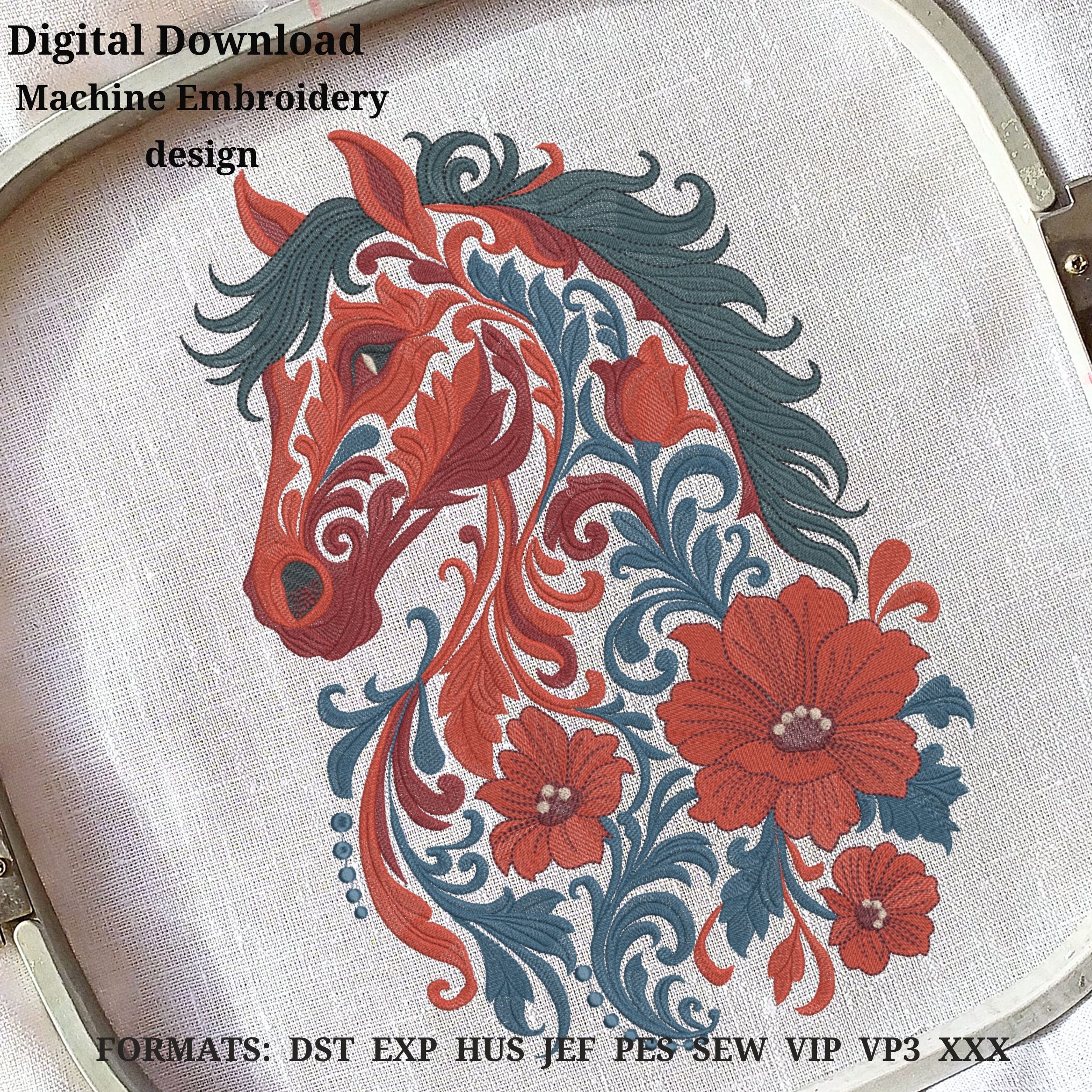 Floral Horse Fantasy Flower Boho Style-6