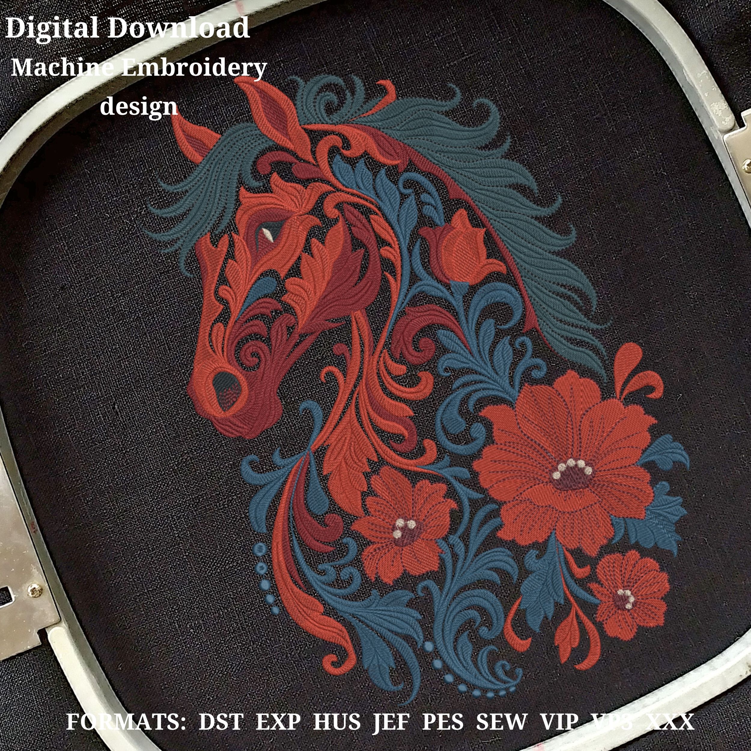 Floral Horse Fantasy Flower Boho Style-7