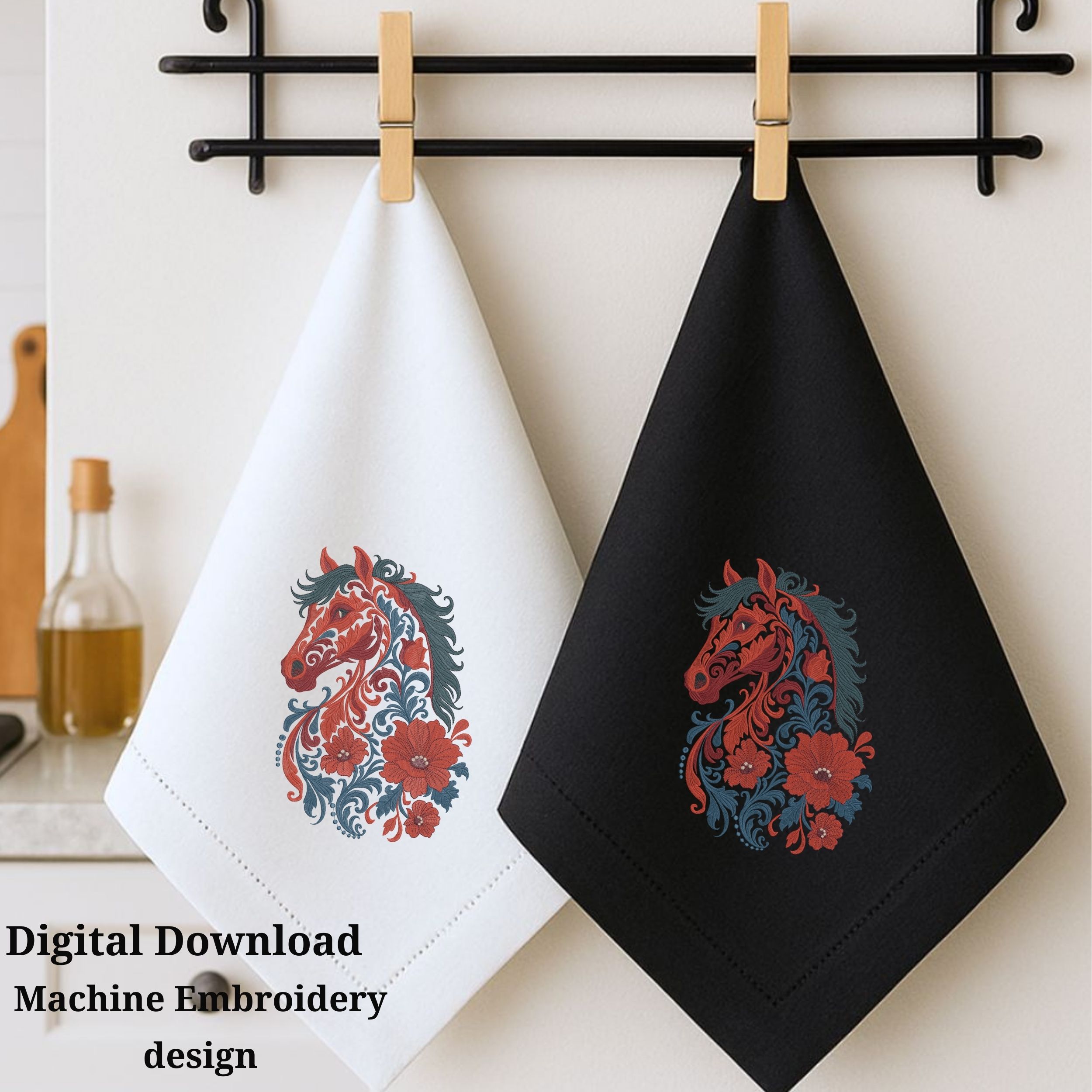 Floral Horse Fantasy Flower Boho Style-8