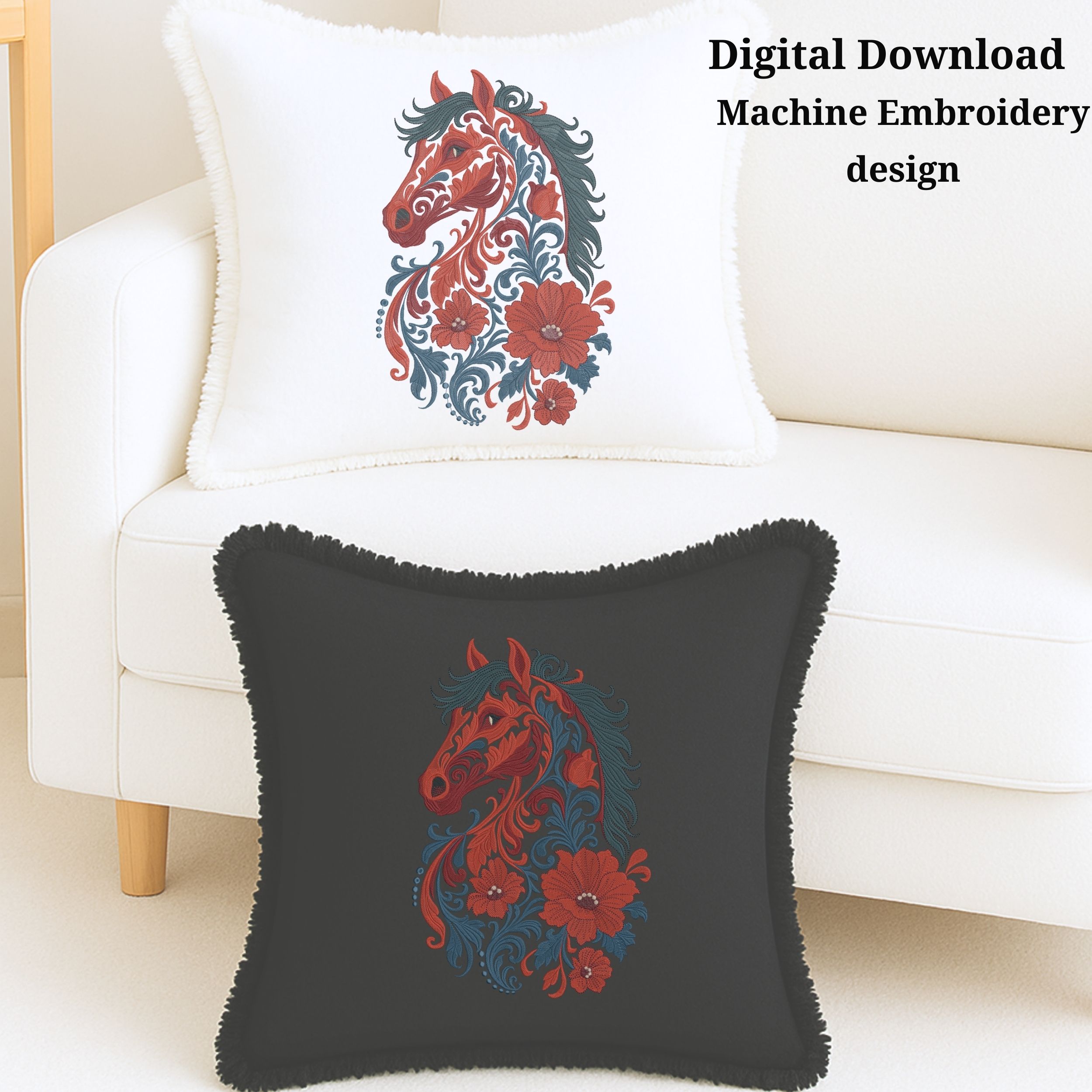 Floral Horse Fantasy Flower Boho Style-9