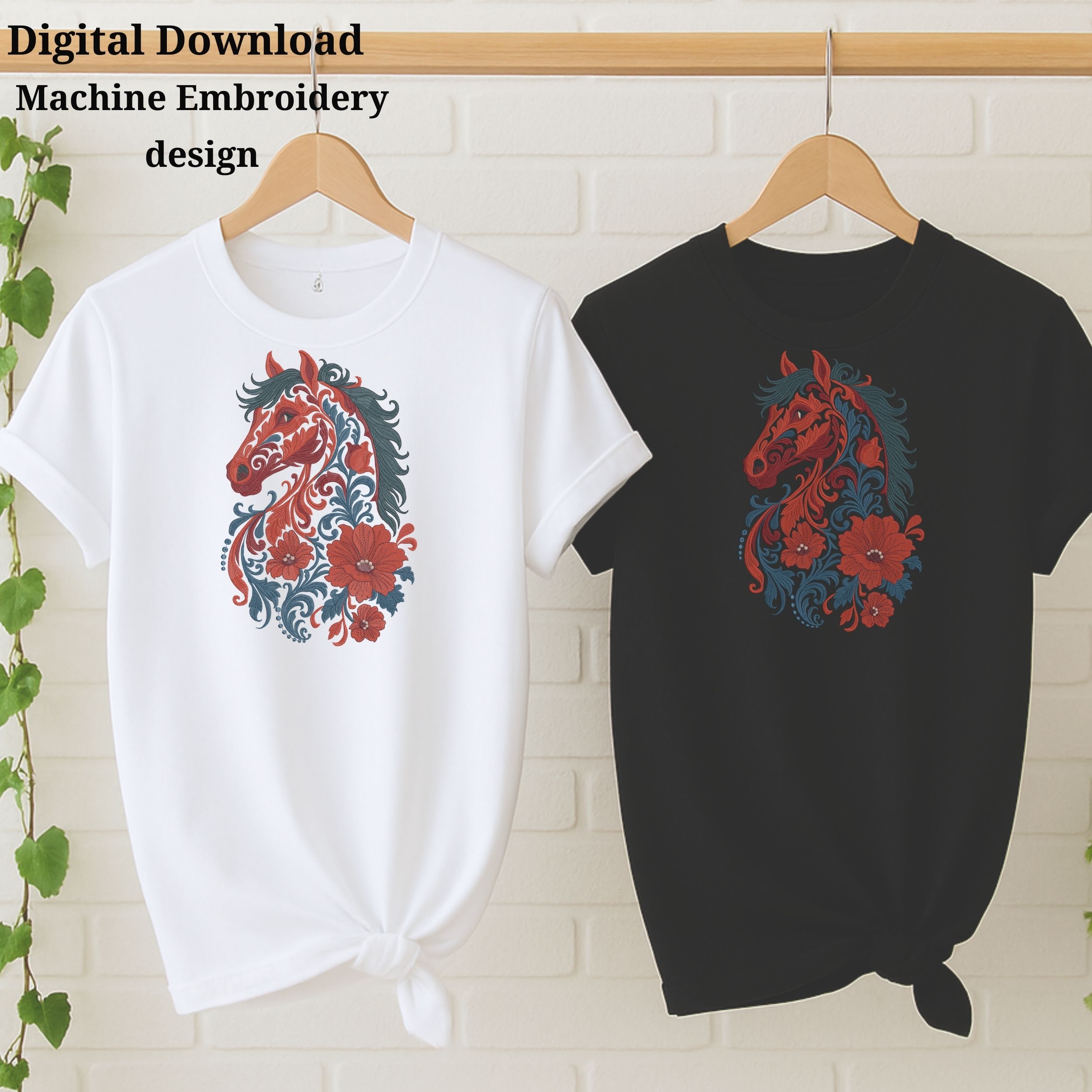 Floral Horse Fantasy Flower Boho Style-10