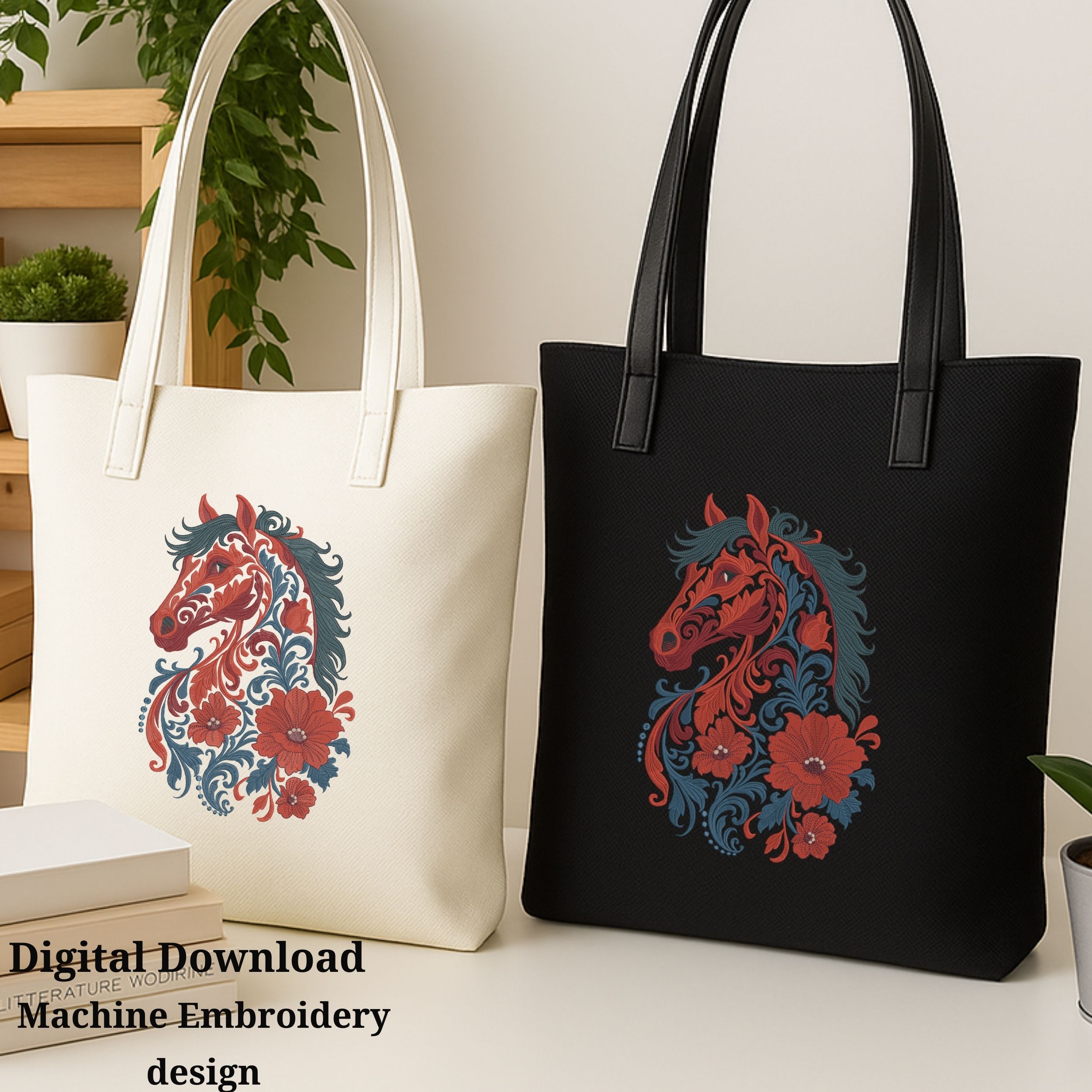 Floral Horse Fantasy Flower Boho Style-11