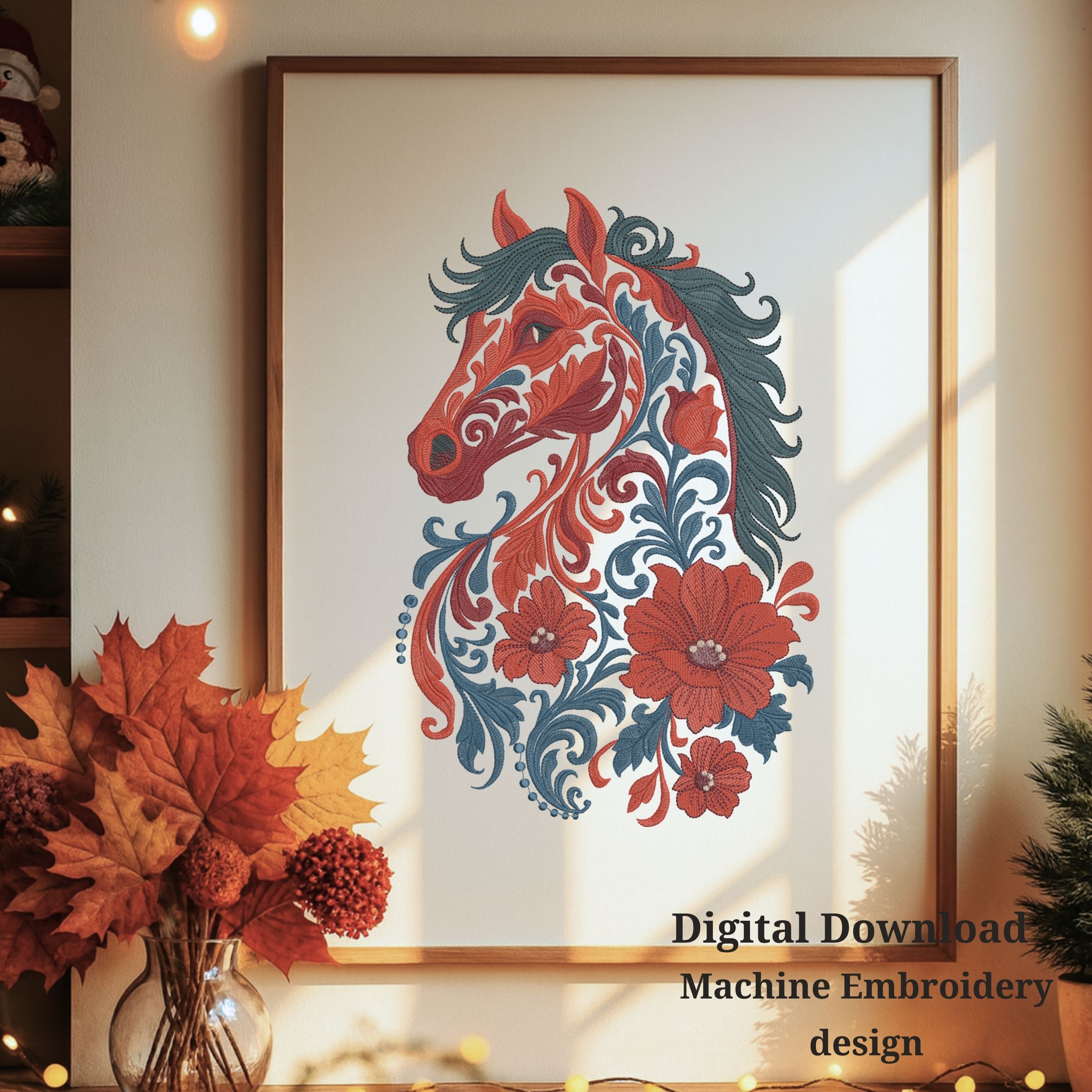 Floral Horse Fantasy Flower Boho Style-12