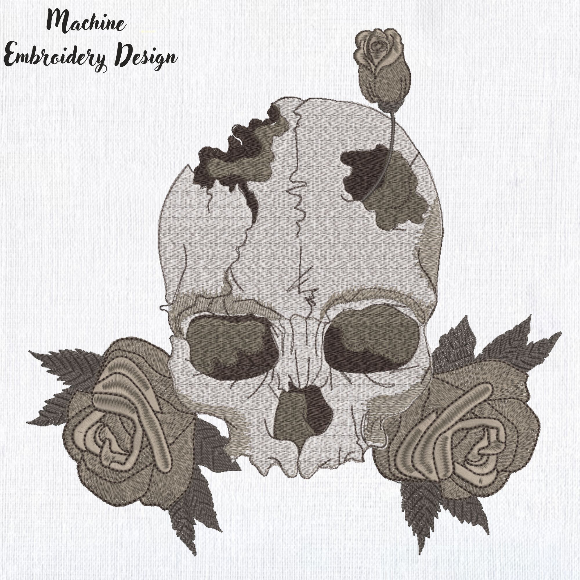 Gothic Skull with Roses-3