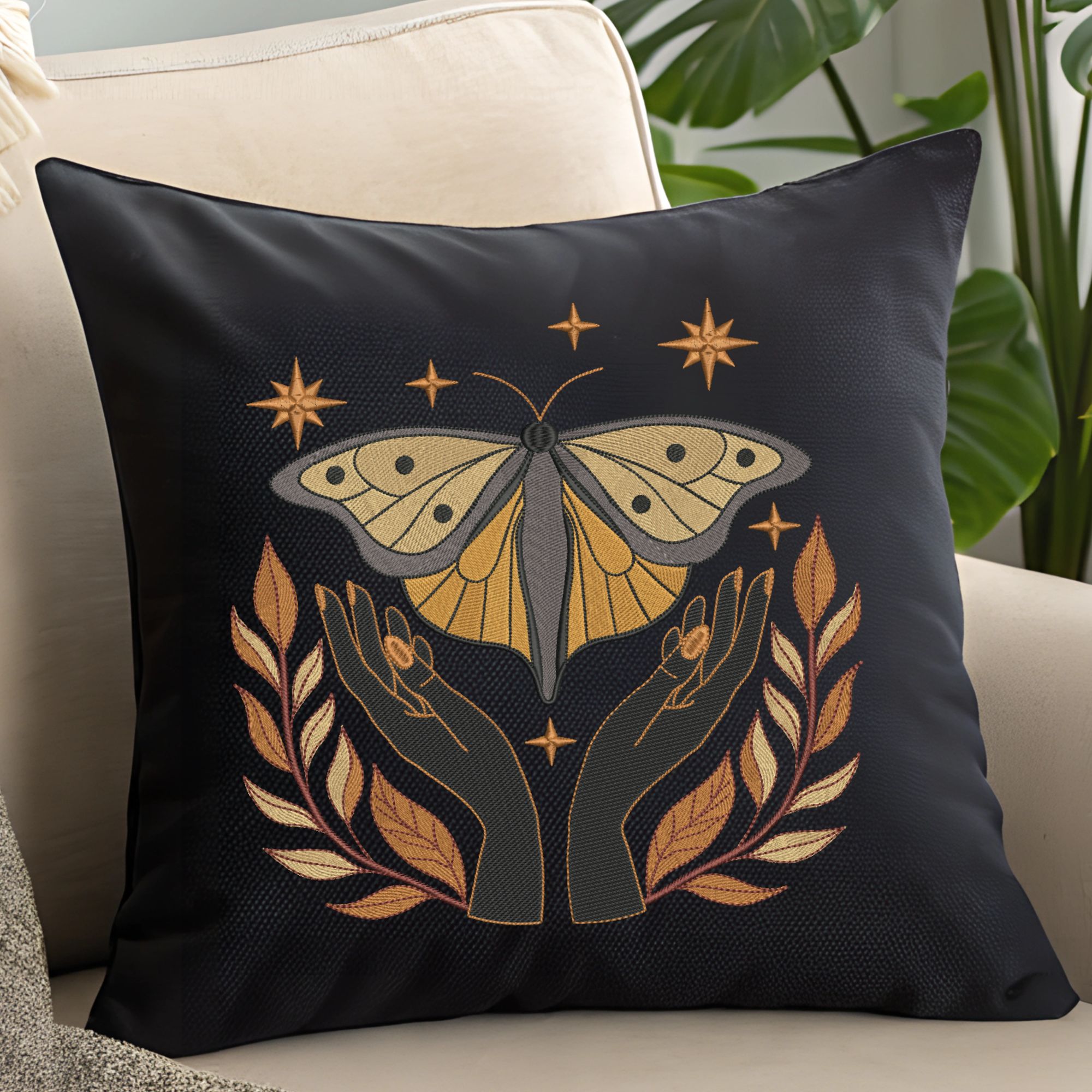 Mystical Moth, Hands, Stars and branch leaves-7