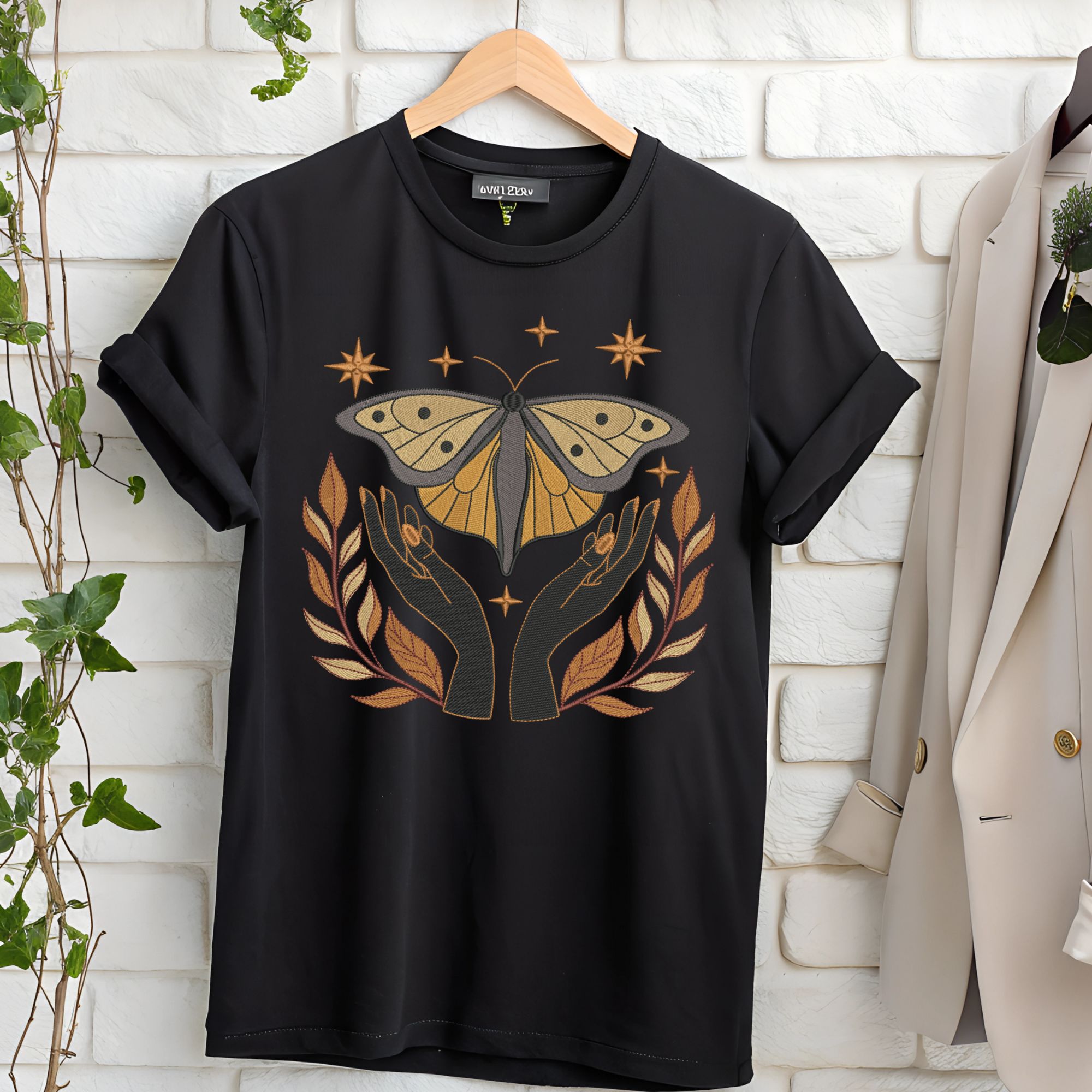 Mystical Moth, Hands, Stars and branch leaves-9