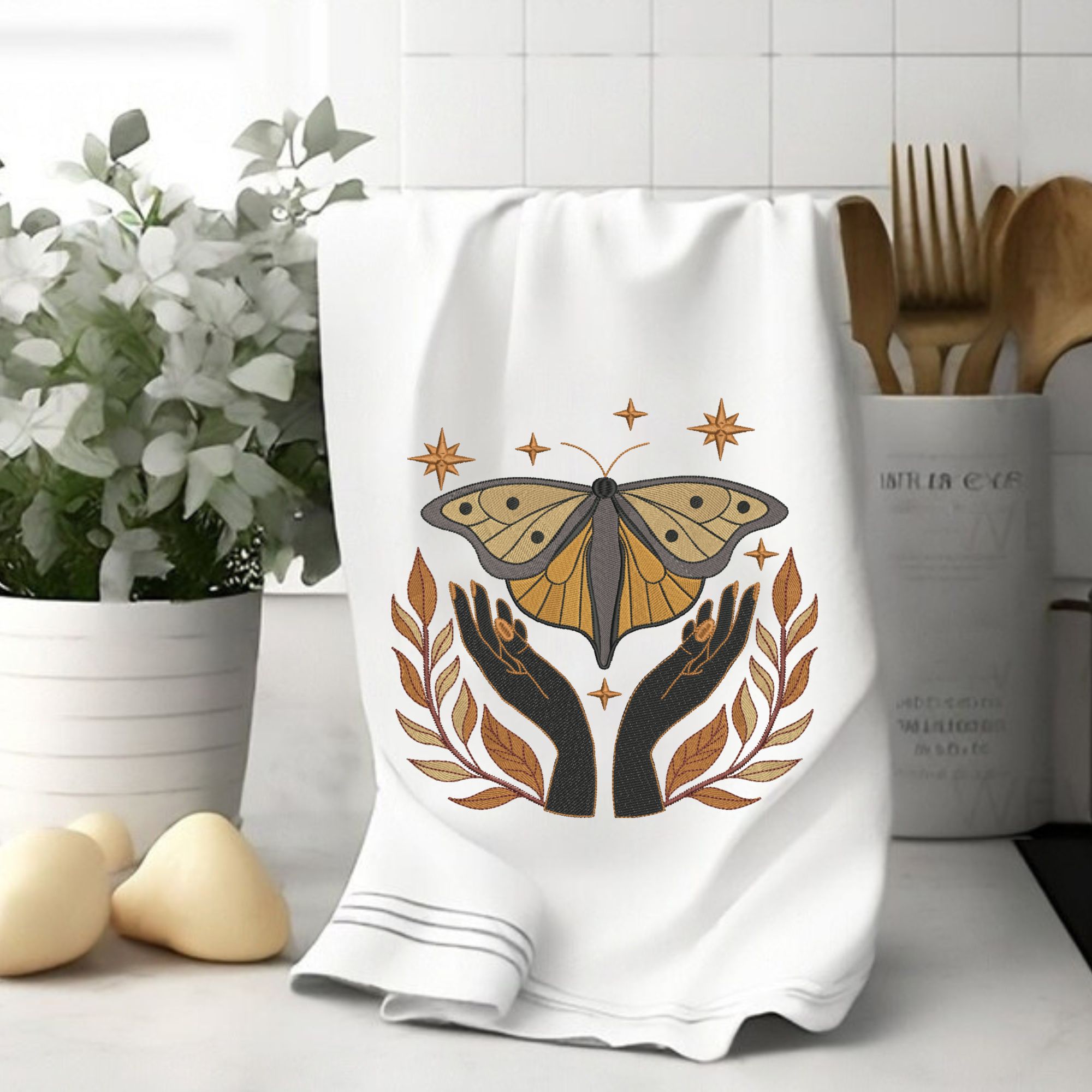 Mystical Moth, Hands, Stars and branch leaves-12