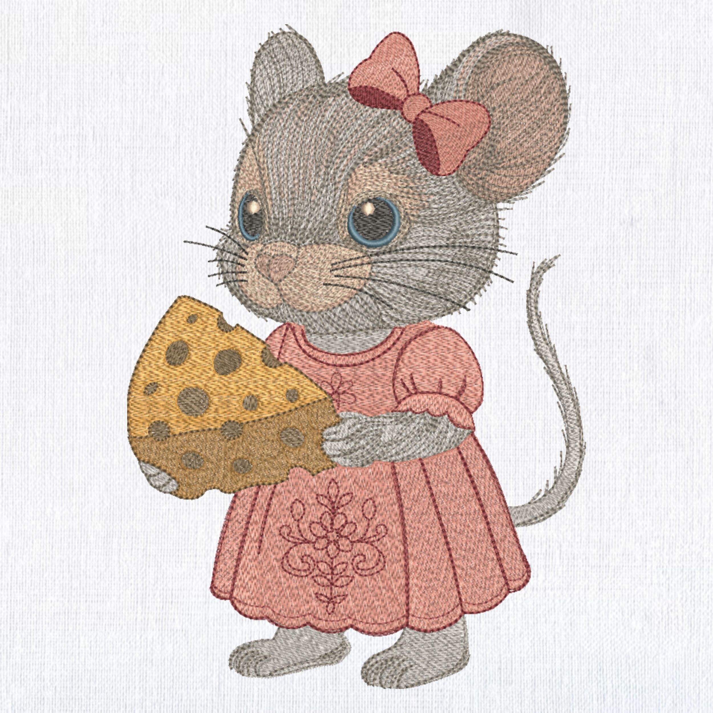 Set 4 Cute Baby Mice boy & girl with Cheese-8