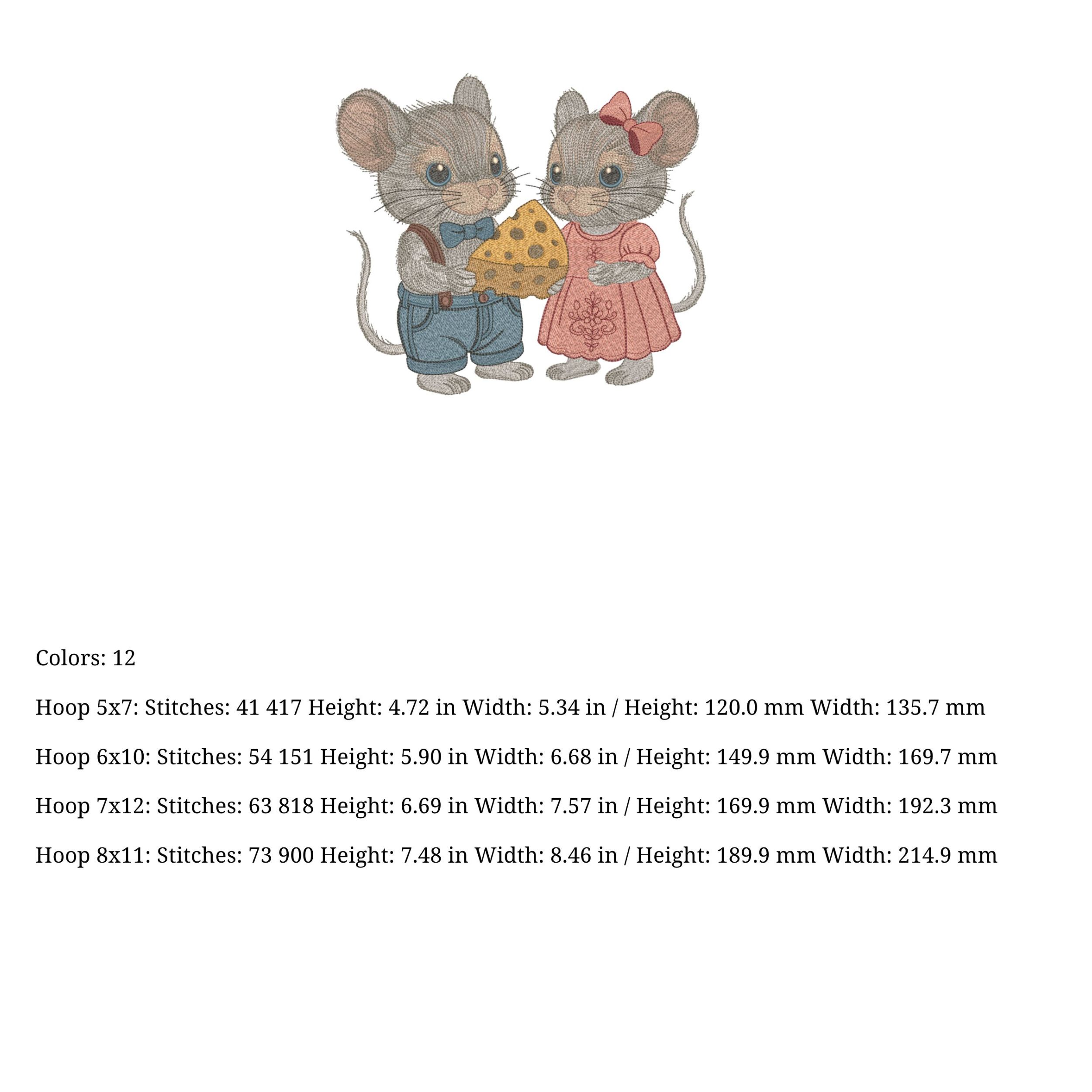 Set 4 Cute Baby Mice boy & girl with Cheese-11