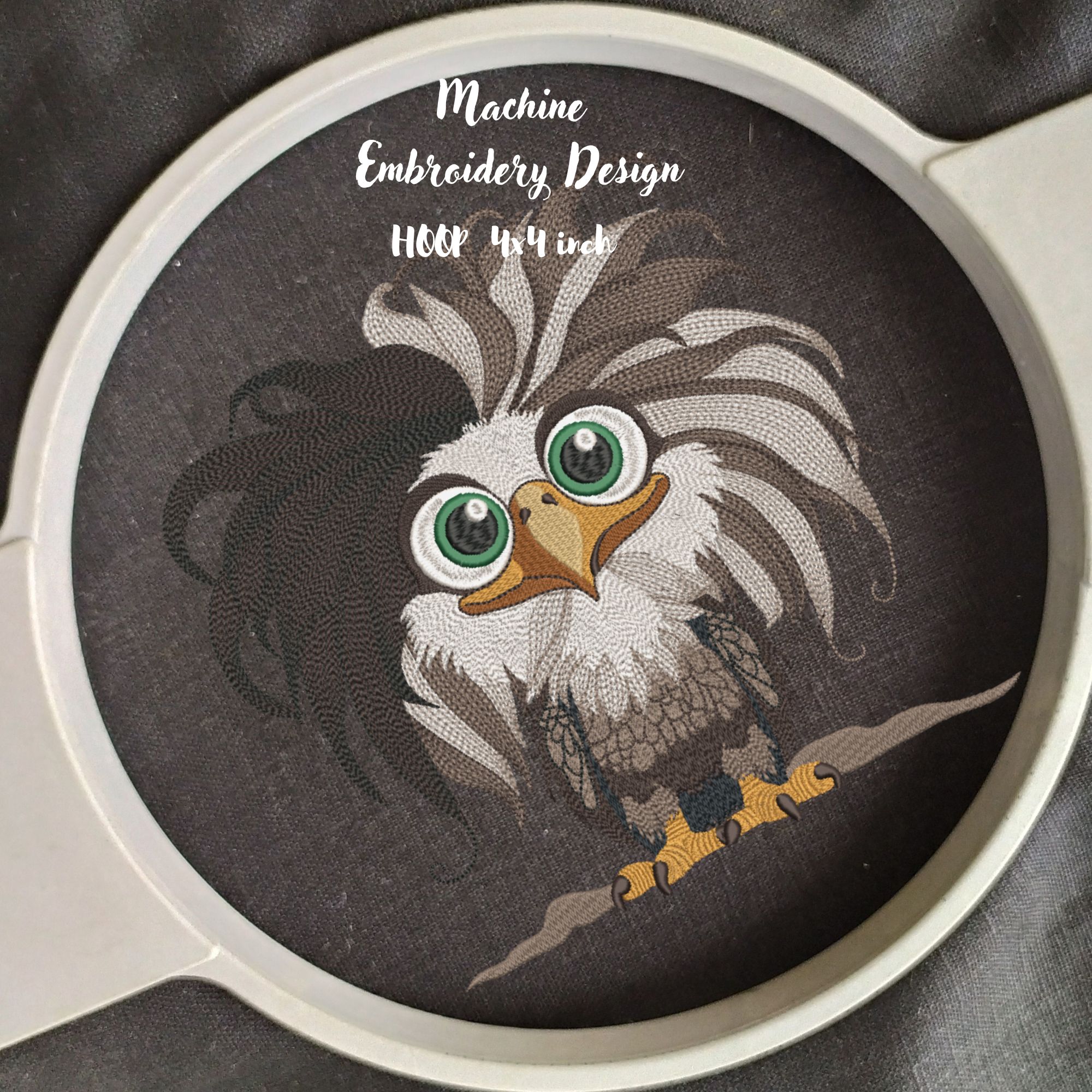 Funny Bald Baby Eagle 4x4 hoop-5