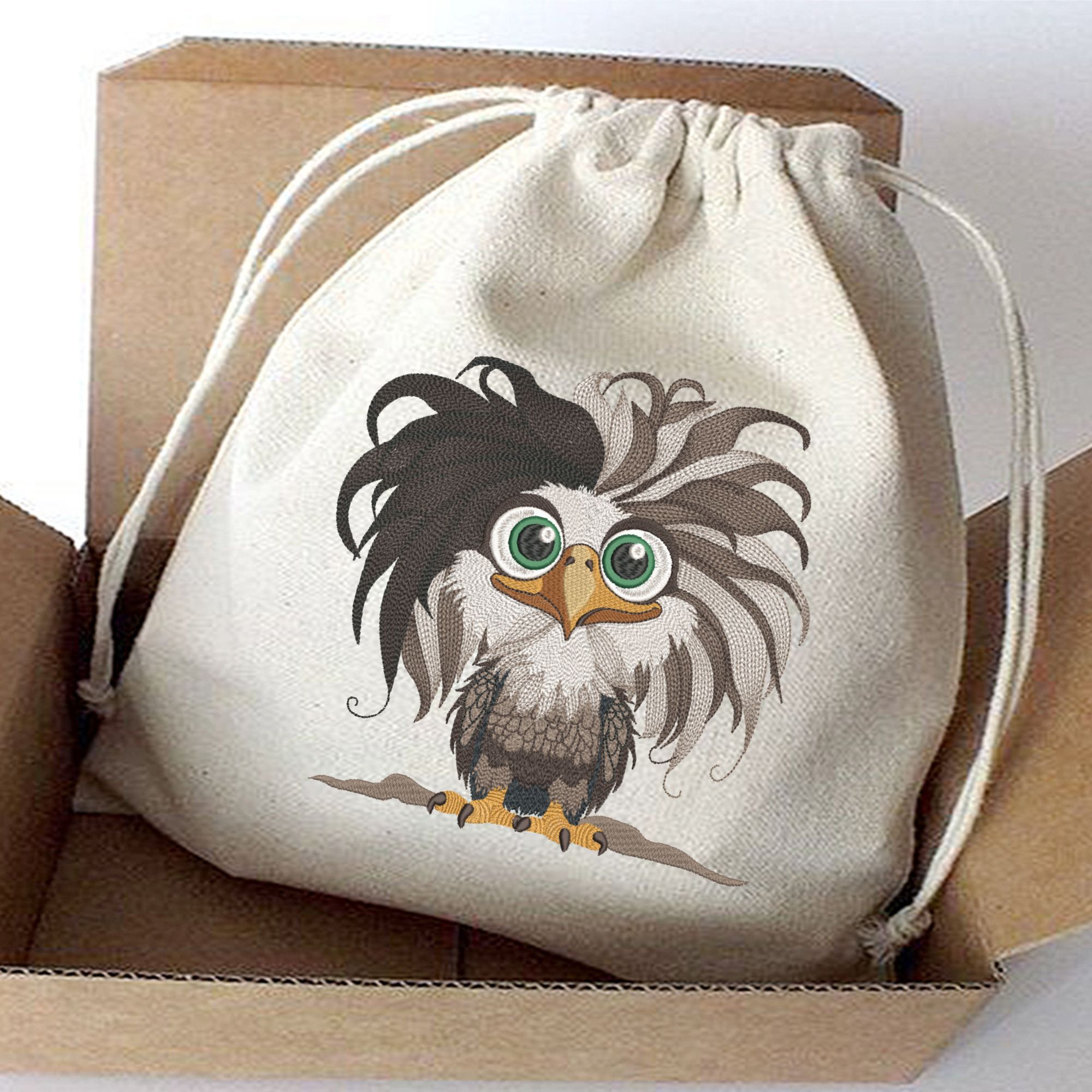 Funny Bald Baby Eagle 4x4 hoop-7