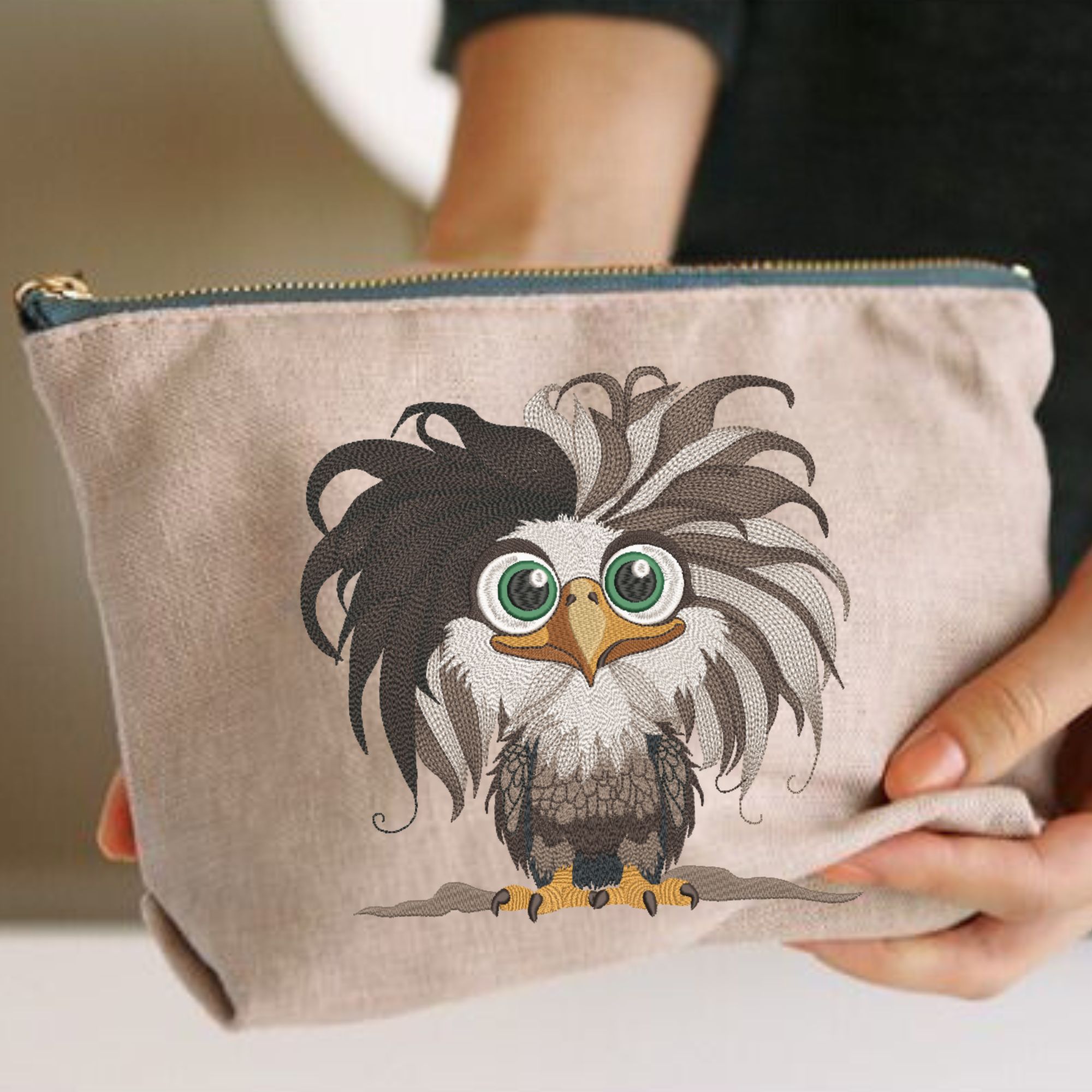 Funny Bald Baby Eagle 4x4 hoop-8