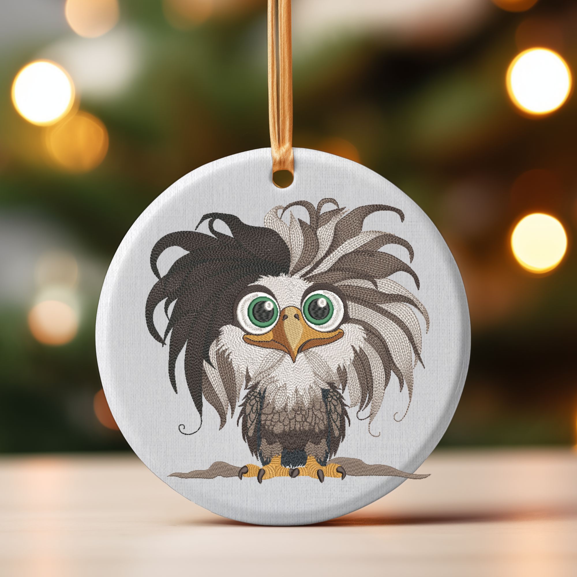 Funny Bald Baby Eagle 4x4 hoop-10