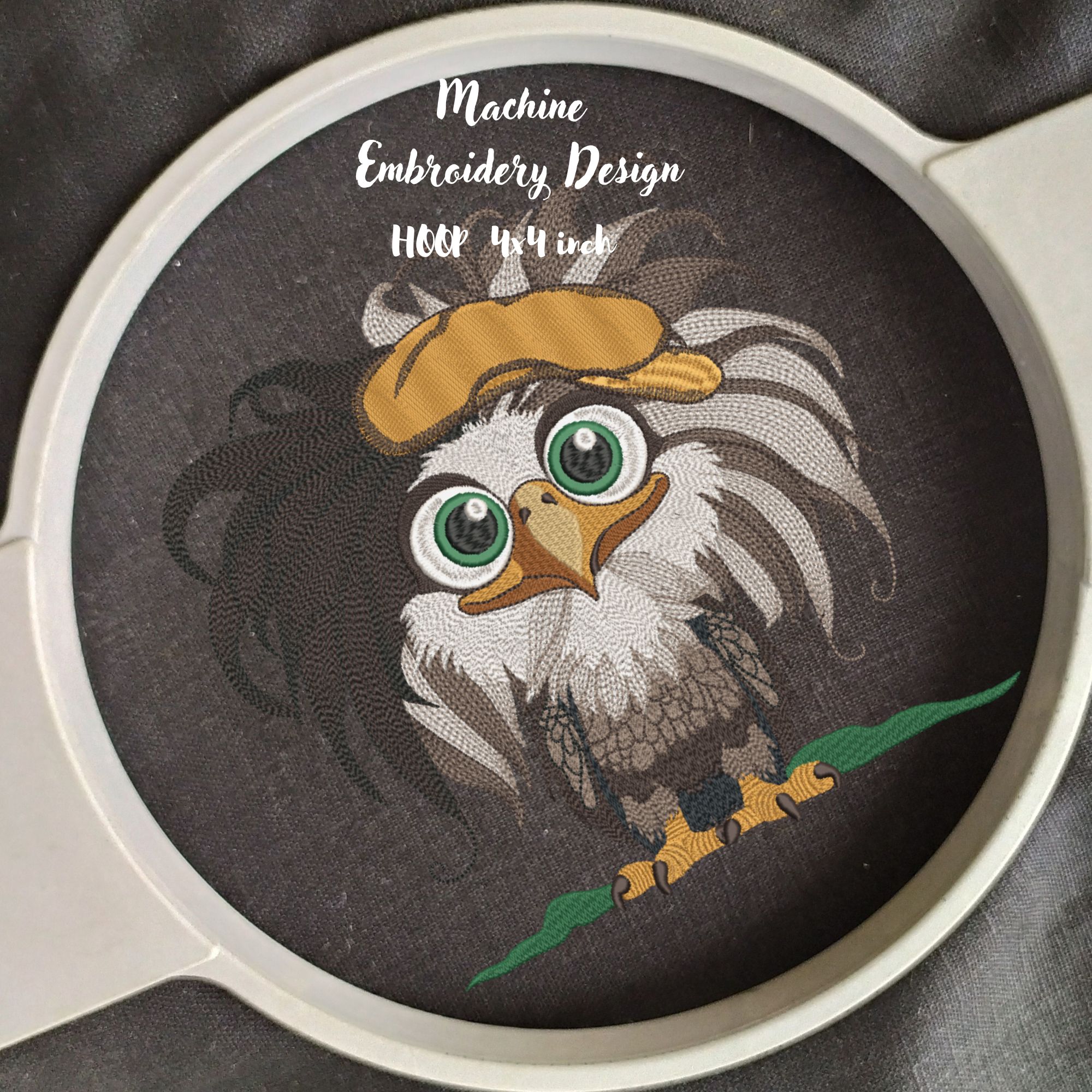 4x4 Hoop Funny Baby Boy Bald Eagle in Hat-6