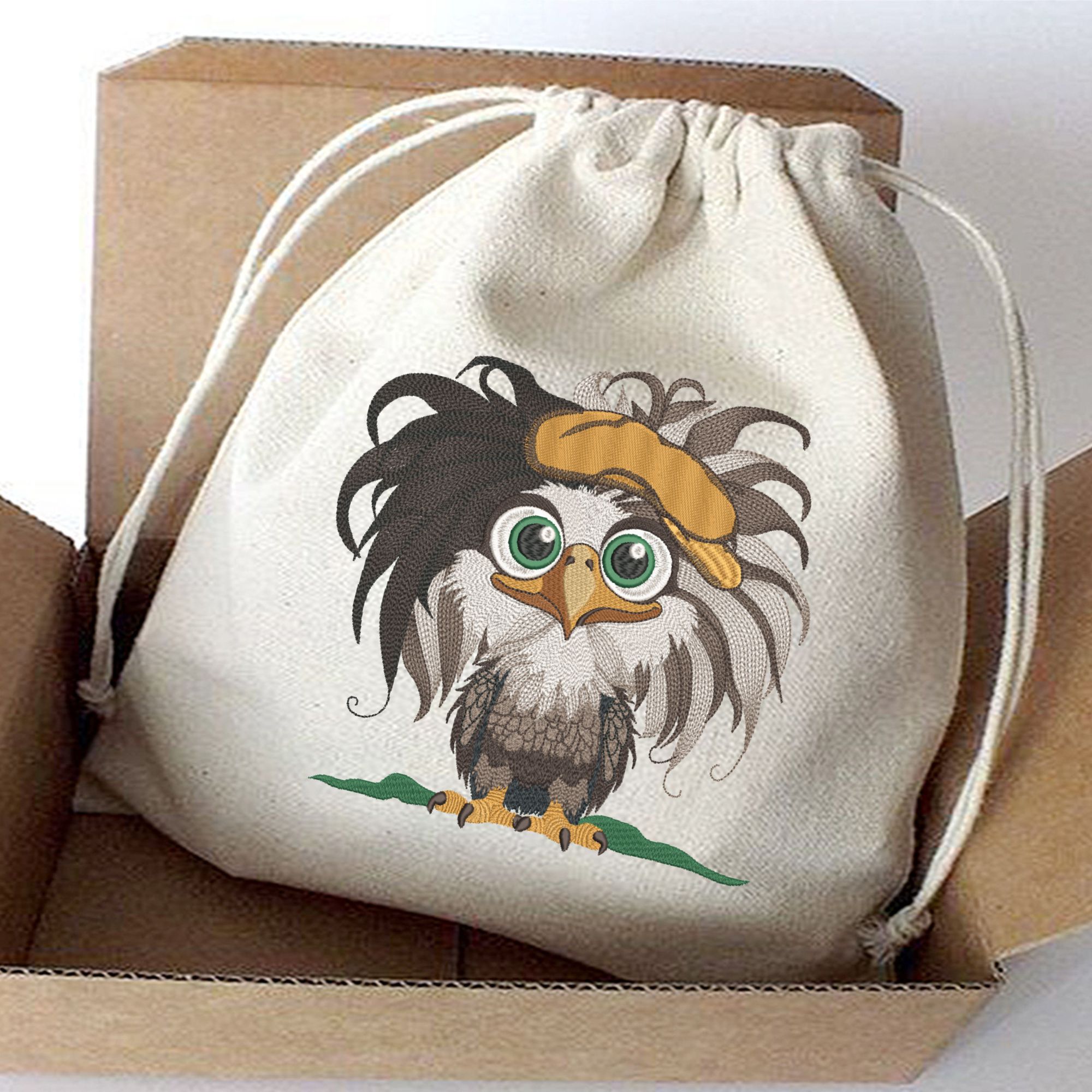4x4 Hoop Funny Baby Boy Bald Eagle in Hat-8
