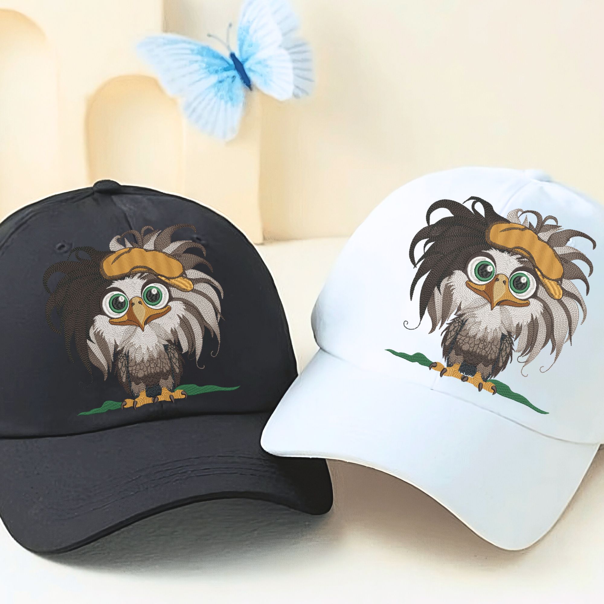 4x4 Hoop Funny Baby Boy Bald Eagle in Hat-10