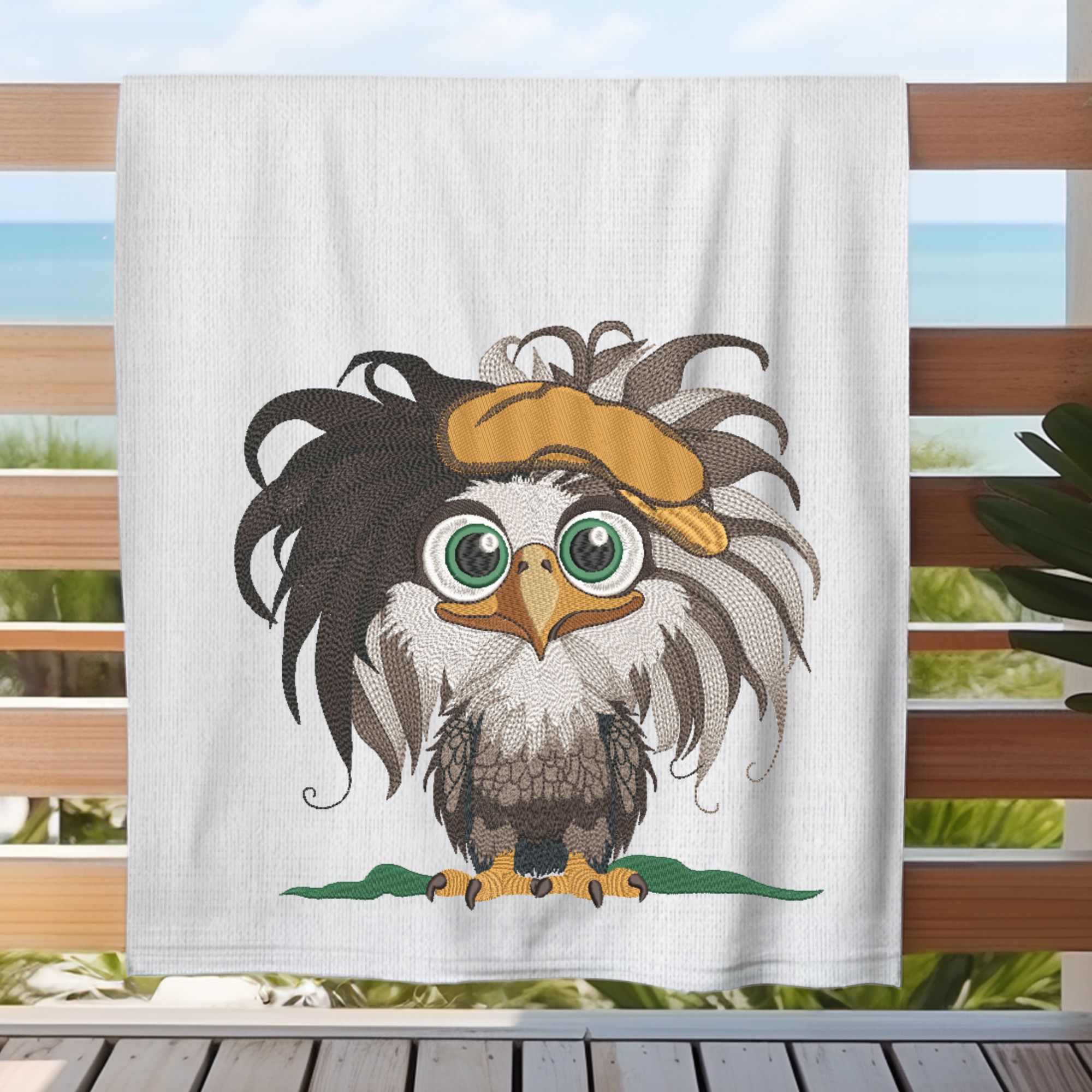 Mega Hoop Funny Baby Boy Bald Eagle in Hat-7