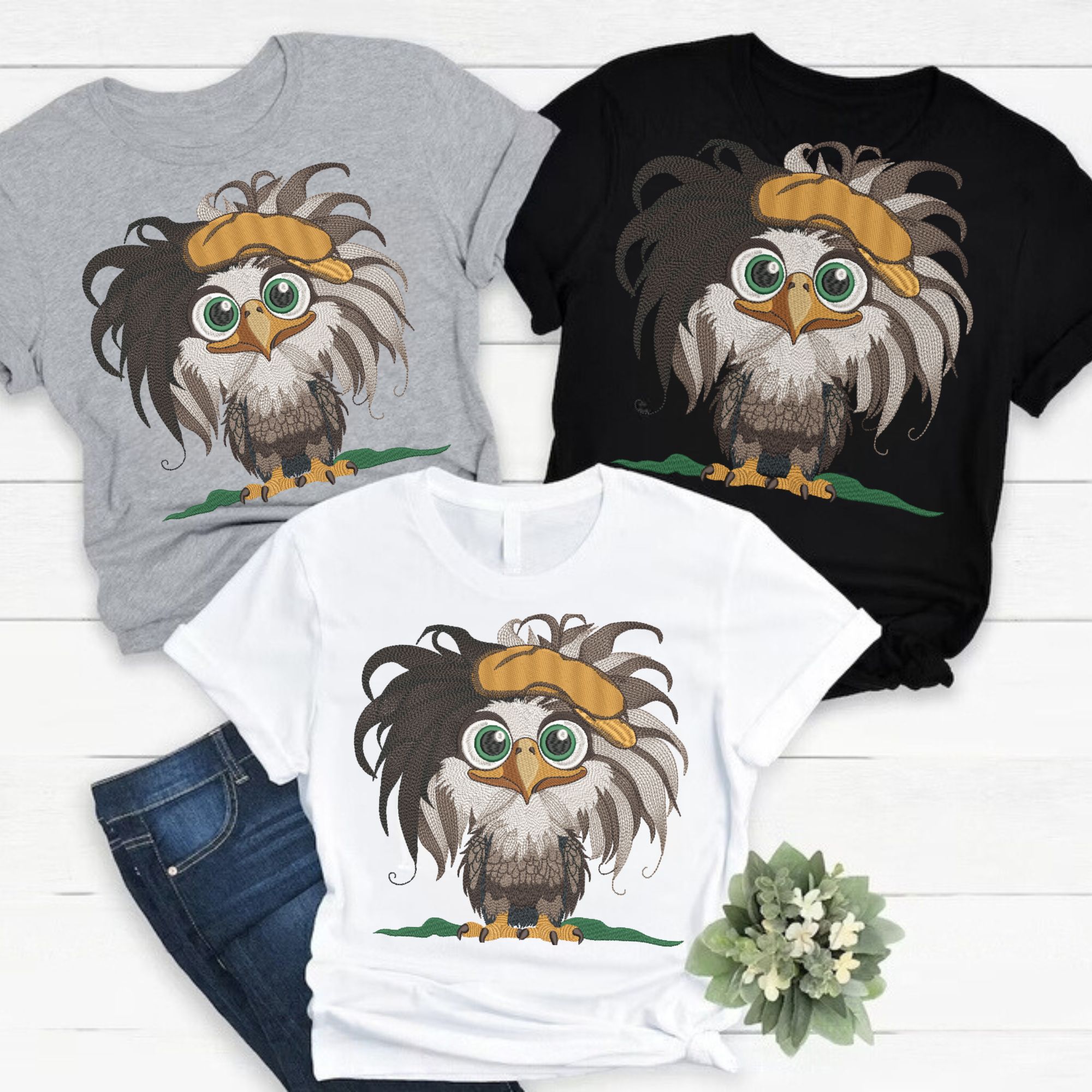 Mega Hoop Funny Baby Boy Bald Eagle in Hat-9