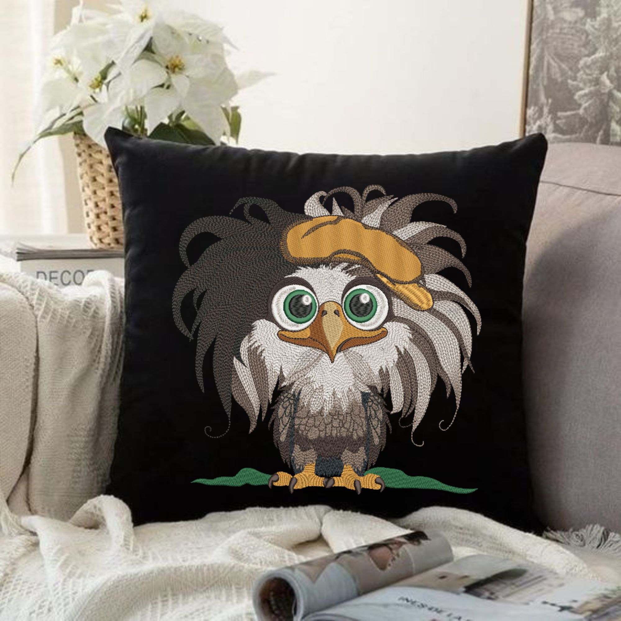 Funny Baby Boy Bald Eagle in Hat on Black-5