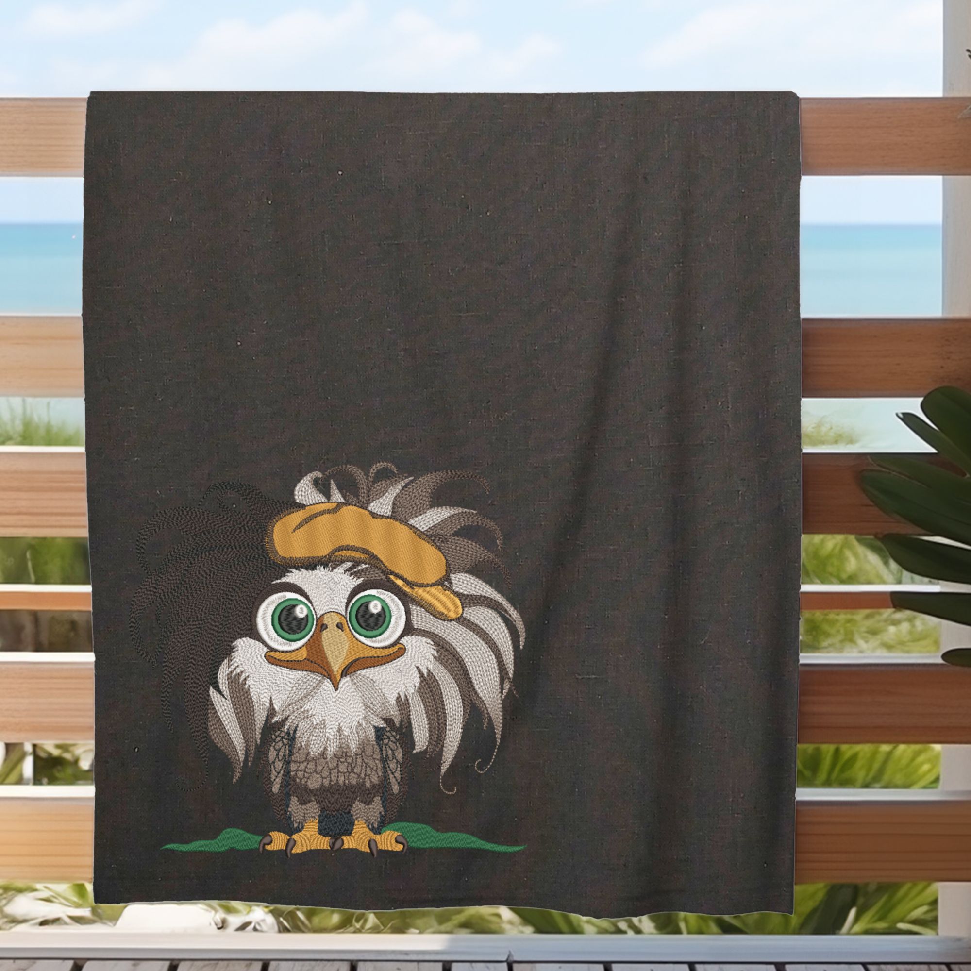 Funny Baby Boy Bald Eagle in Hat on Black-6