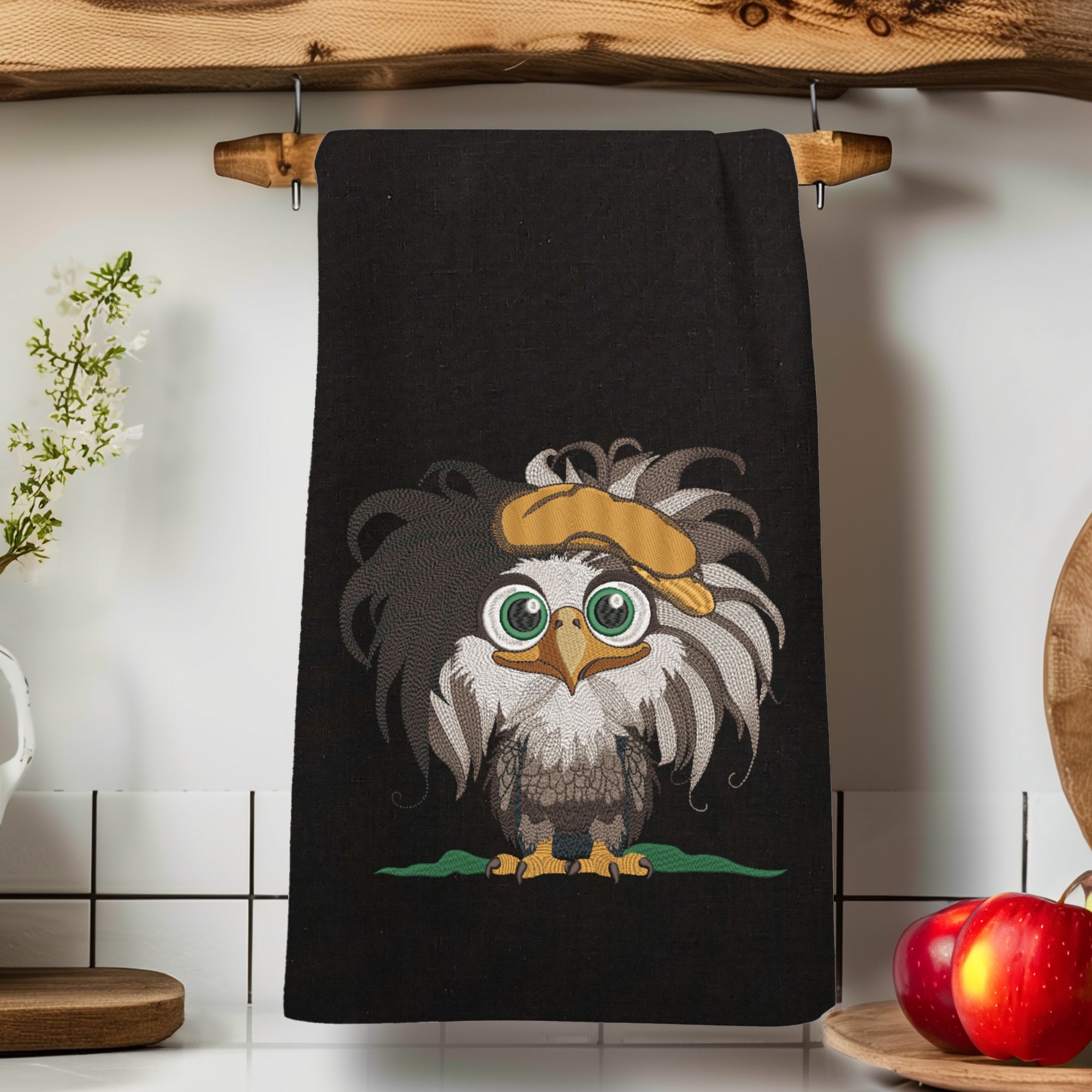 Funny Baby Boy Bald Eagle in Hat on Black-8
