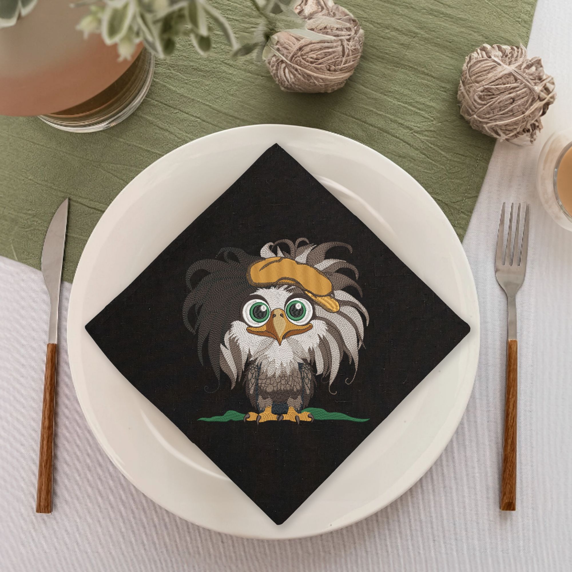 Funny Baby Boy Bald Eagle in Hat on Black-9