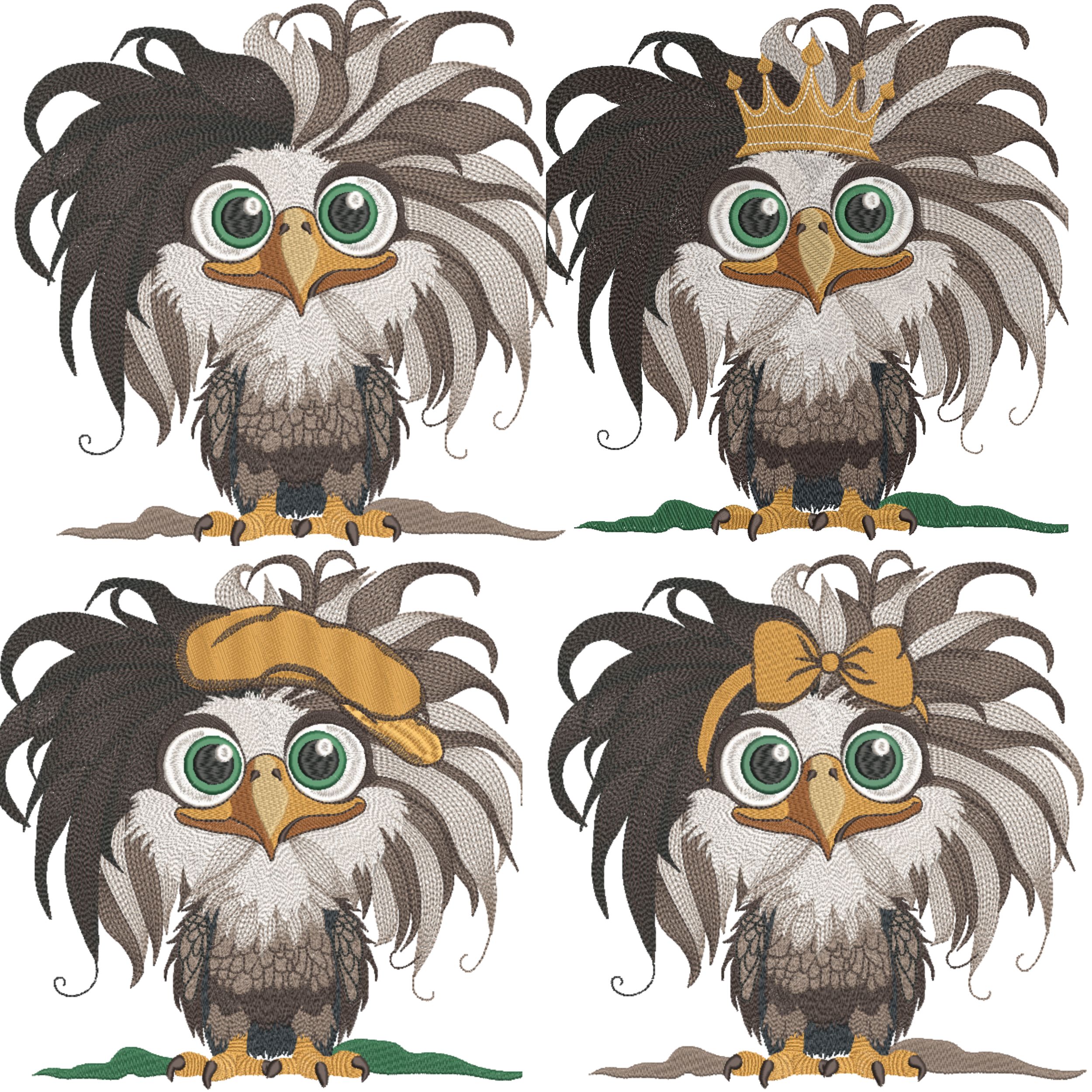 Set of 4 Funny Bald Baby Eagle-3