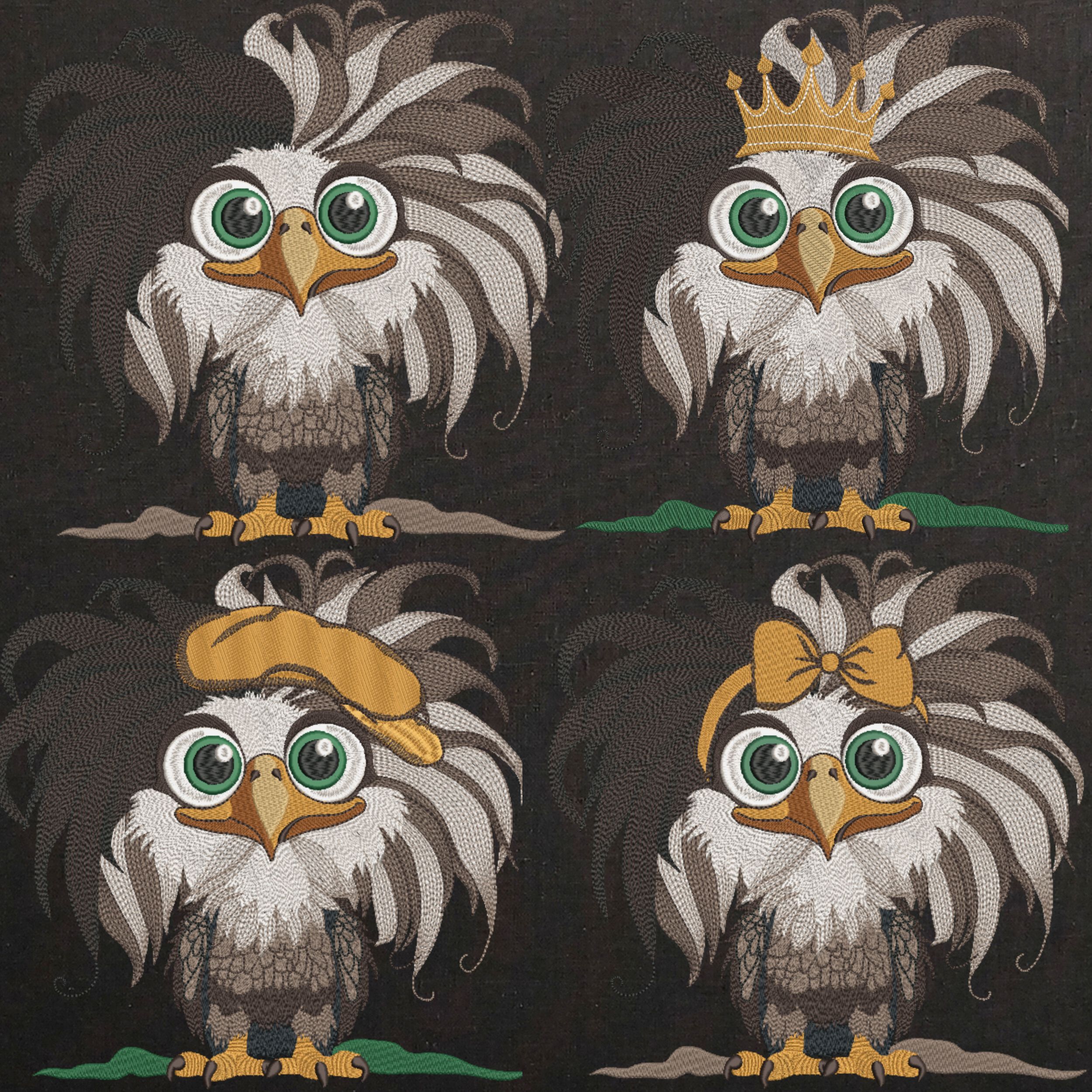 Set of 4 Funny Bald Baby Eagle-5