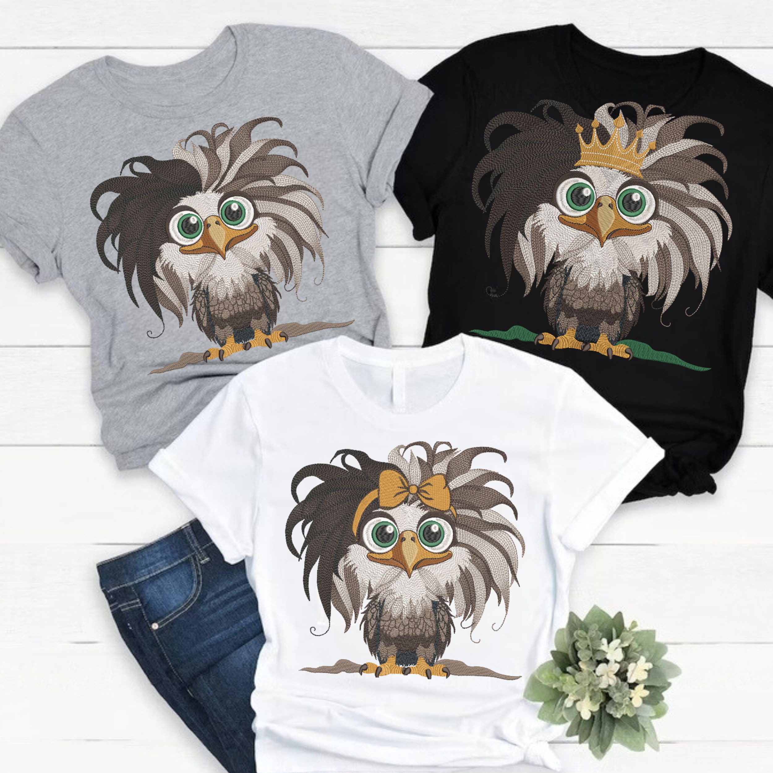 Set of 4 Funny Bald Baby Eagle-7