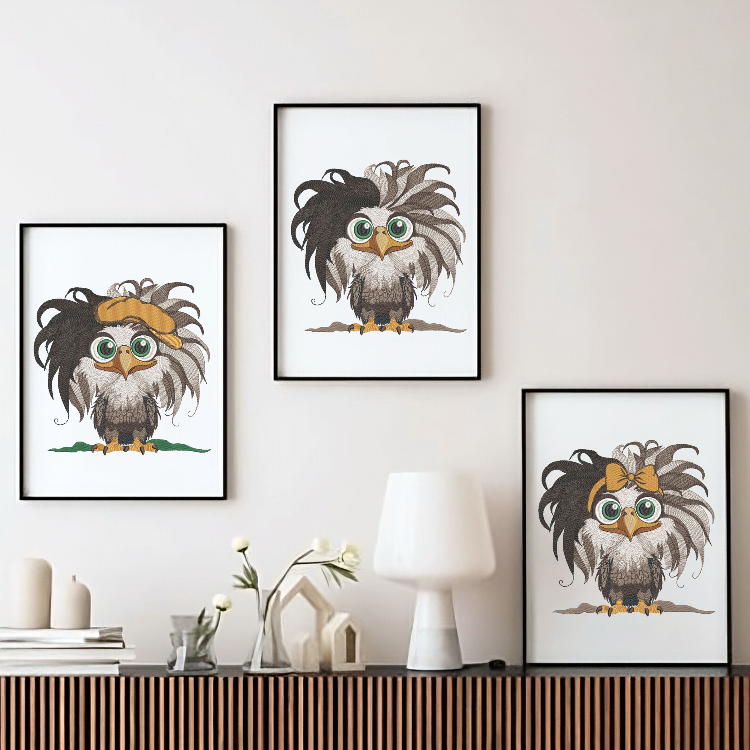 Set of 4 Funny Bald Baby Eagle-11