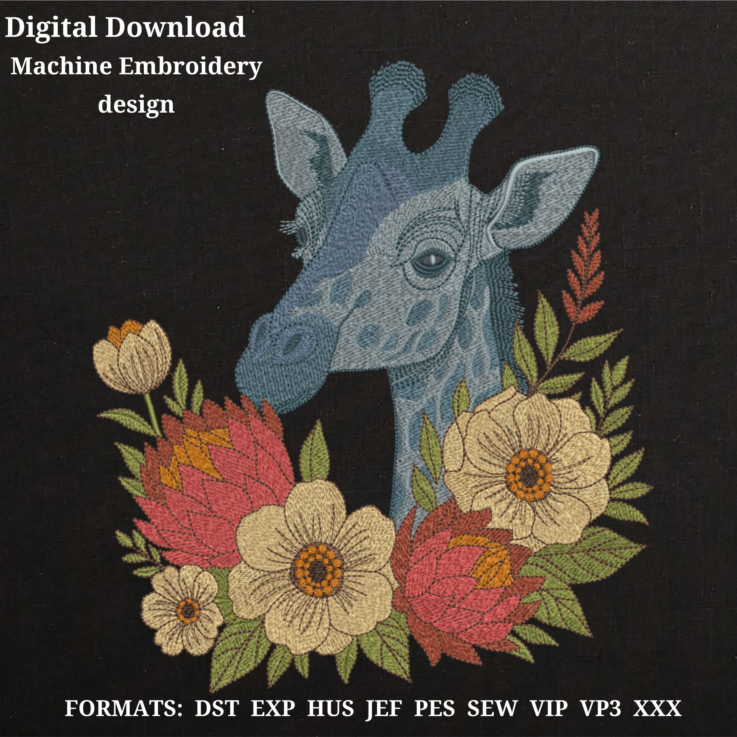 Giraffe Floral Boho Jungle African safari animals Wildlife Style-4