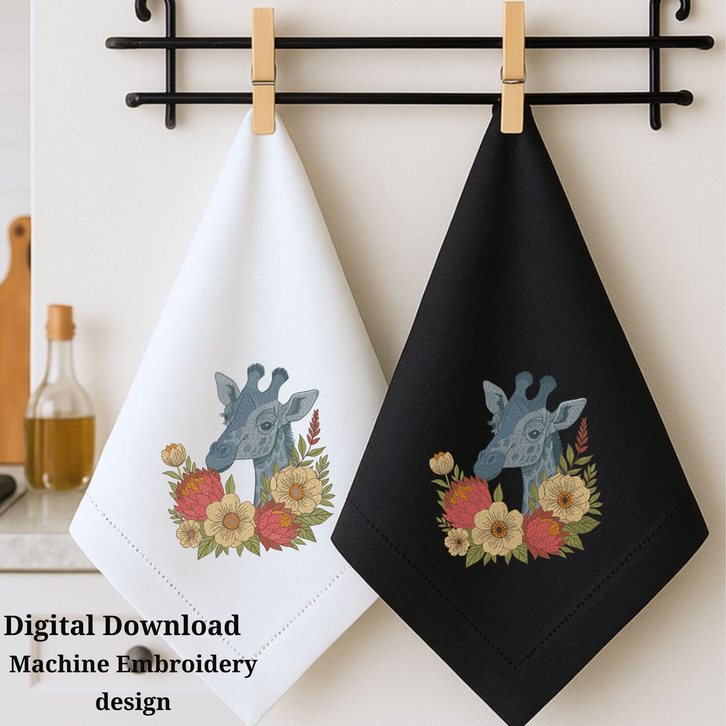 Giraffe Floral Boho Jungle African safari animals Wildlife Style-8