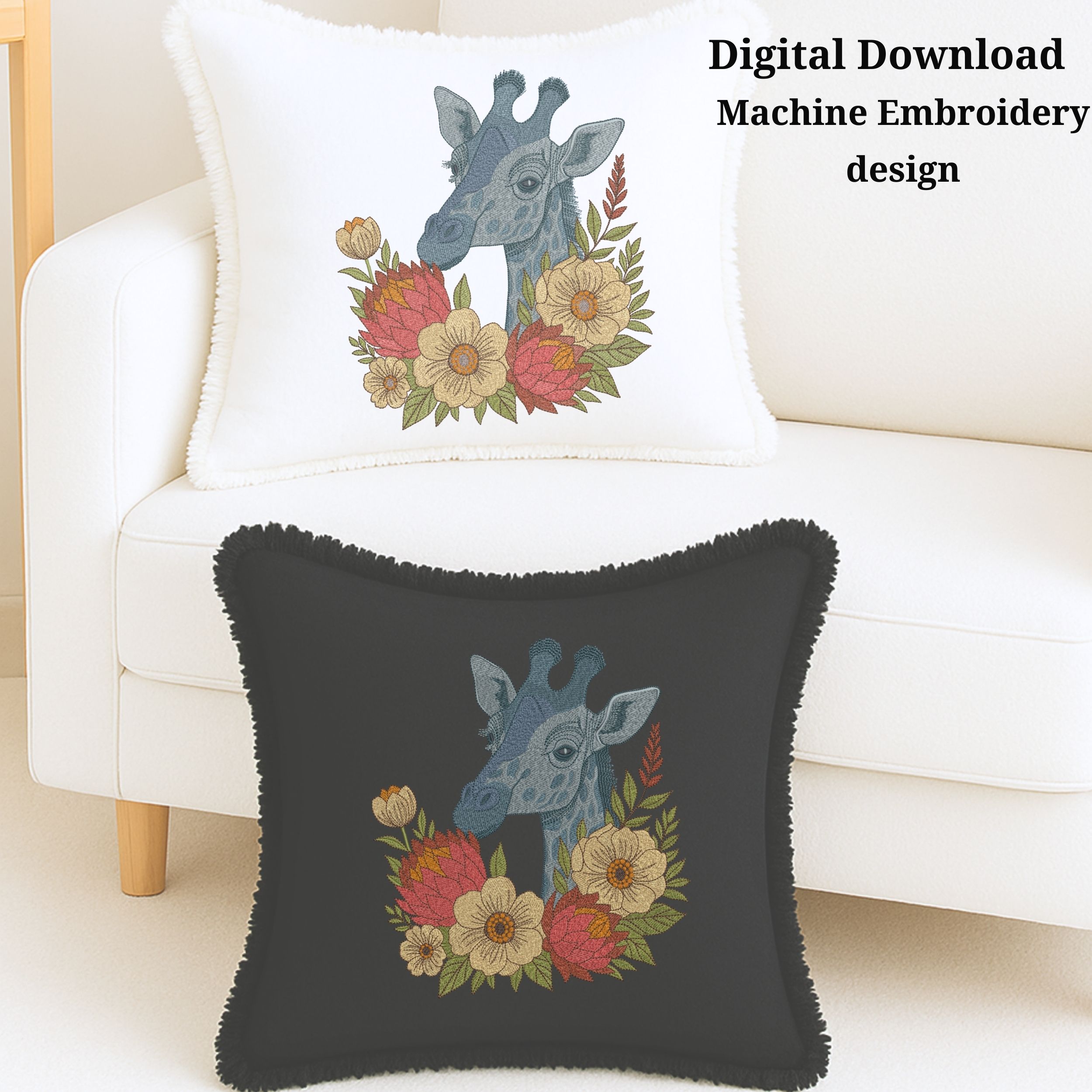 Giraffe Floral Boho Jungle African safari animals Wildlife Style-9