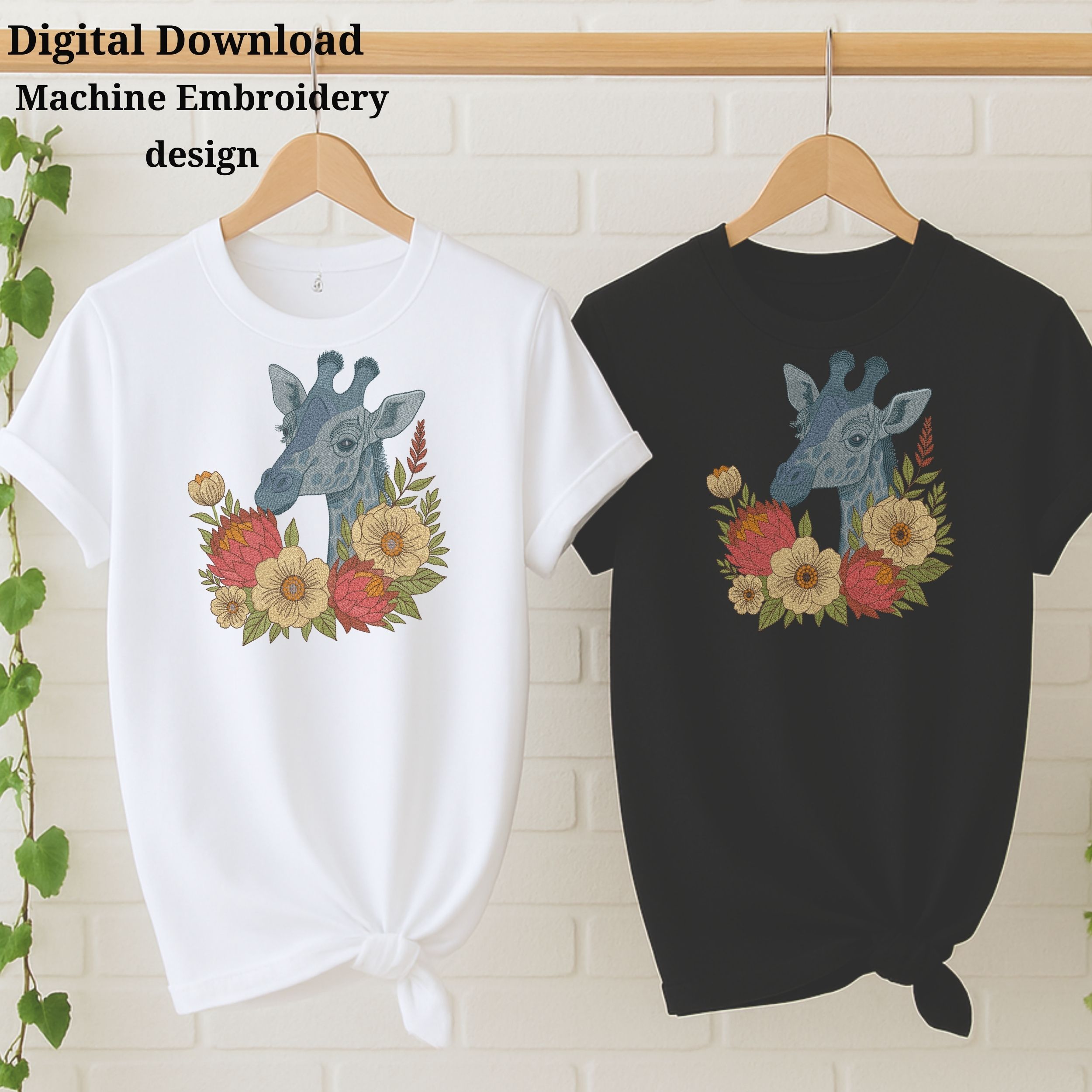 Giraffe Floral Boho Jungle African safari animals Wildlife Style-10