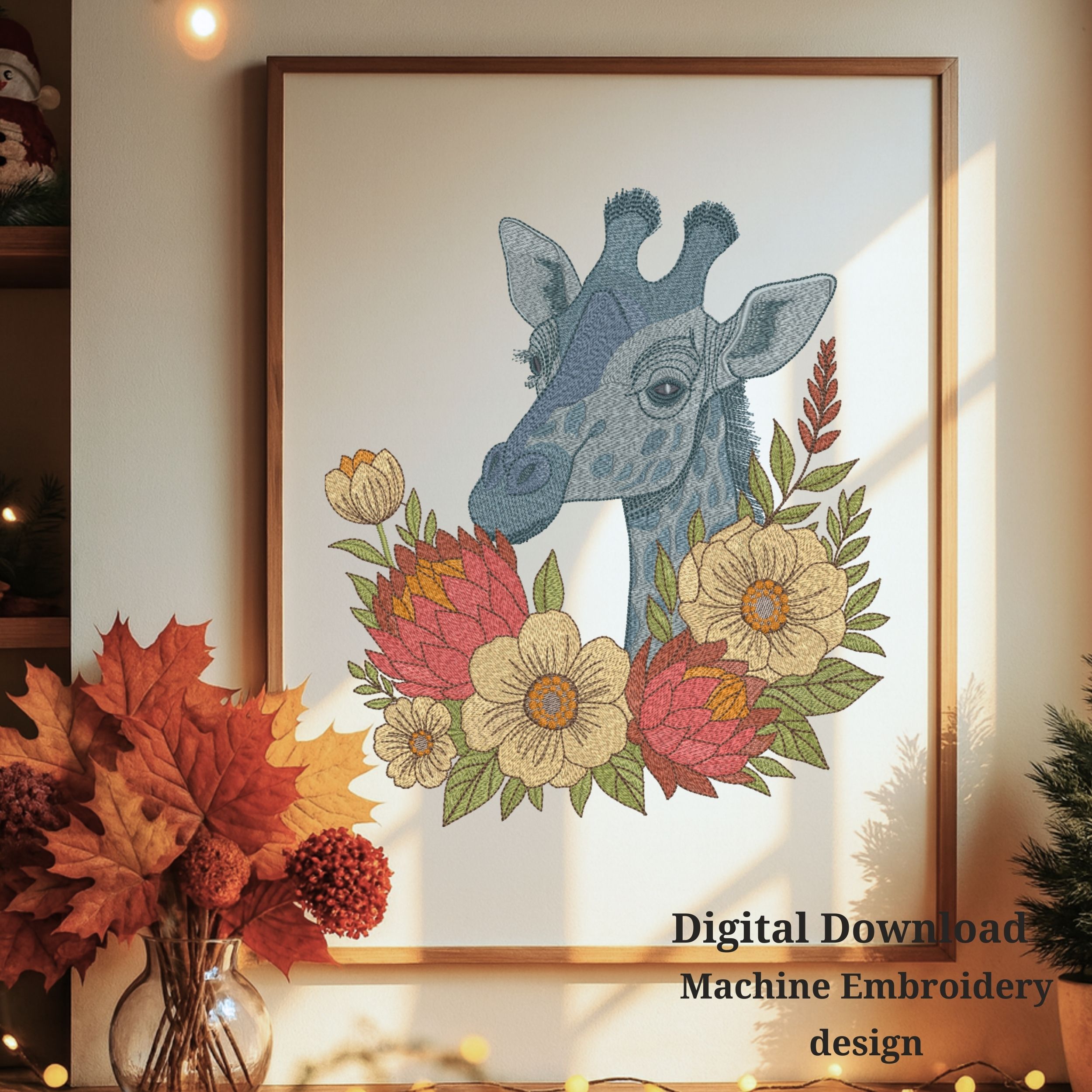 Giraffe Floral Boho Jungle African safari animals Wildlife Style-12