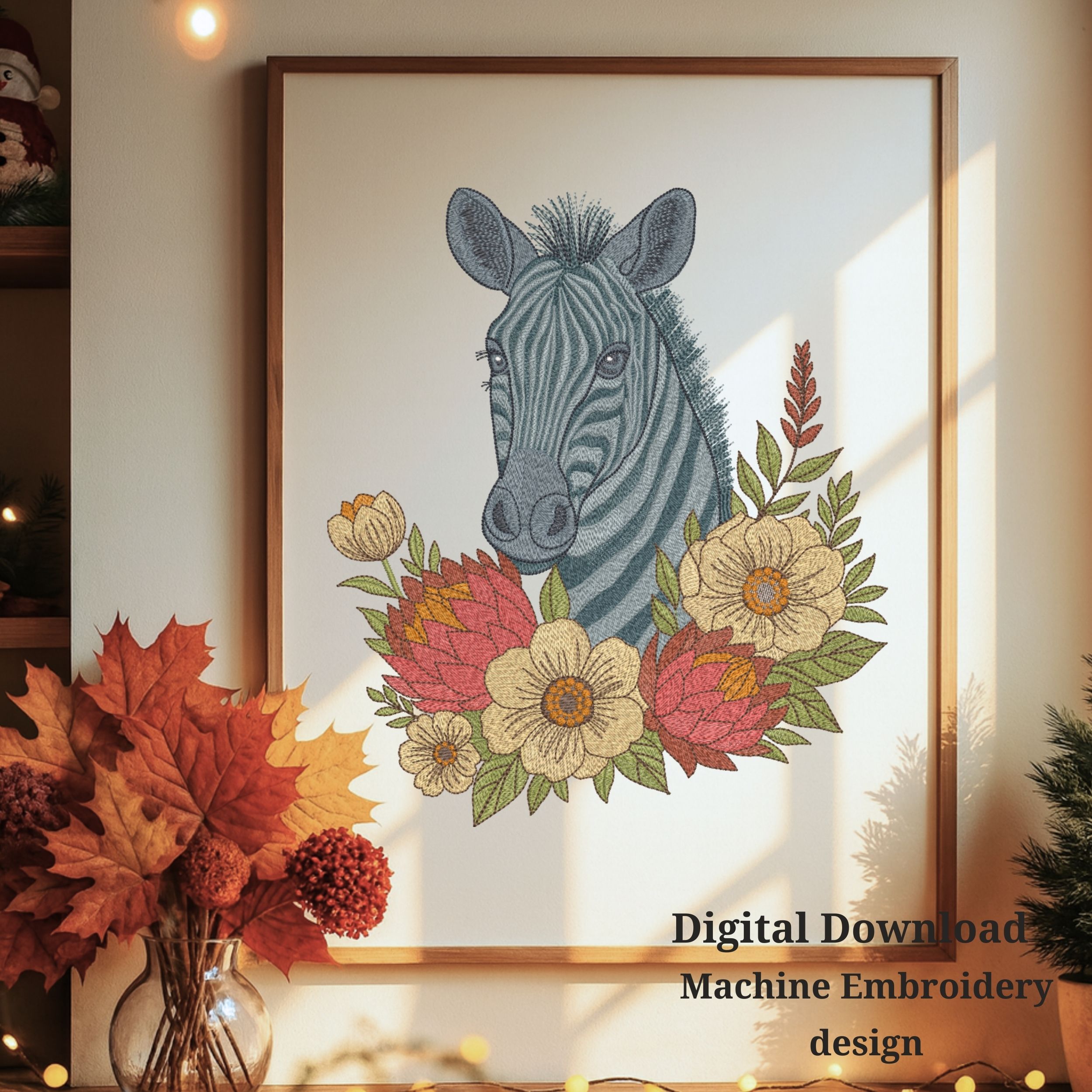 African Zebra Safari Boho Floral Style-12