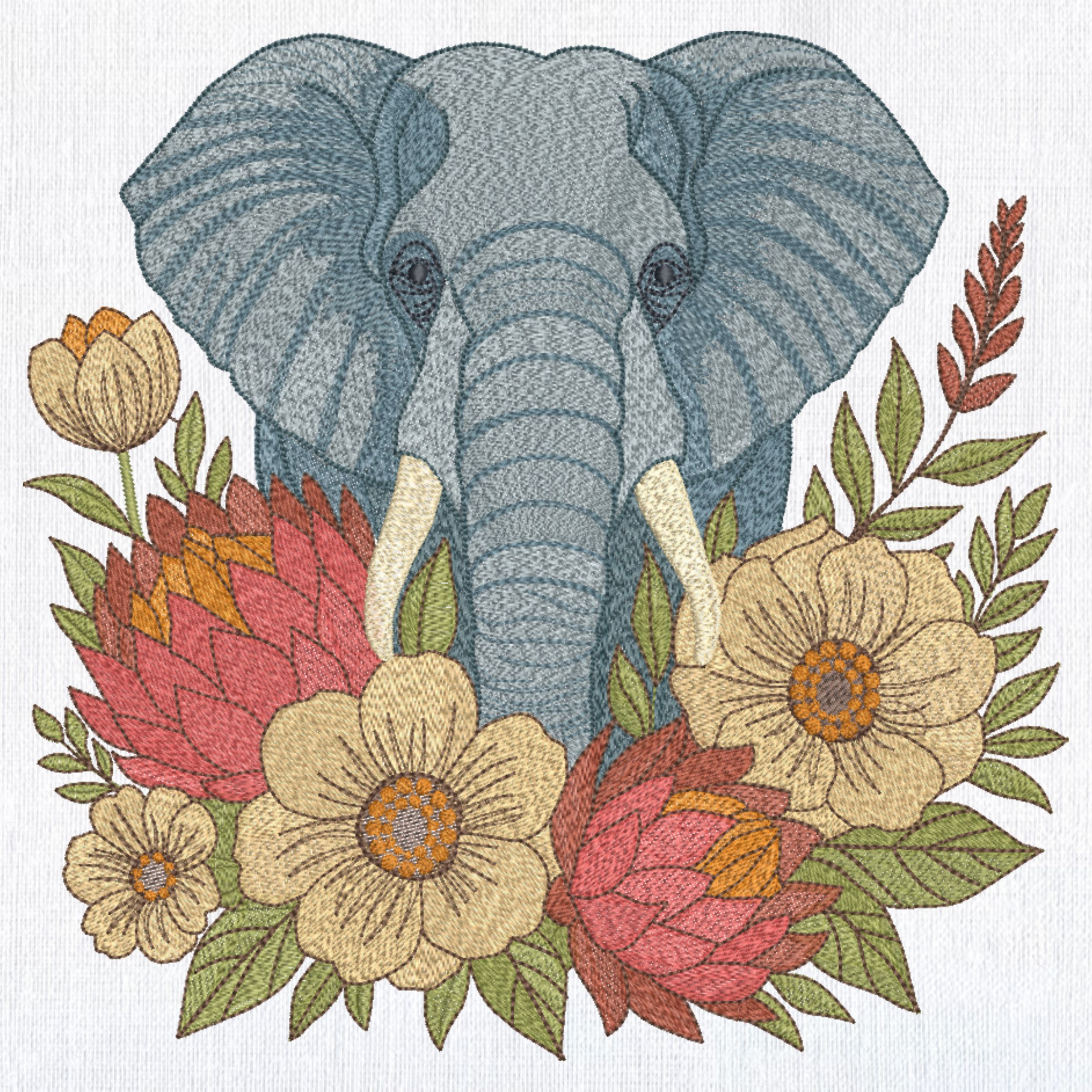 Elephant Giraffe Zebra Safari Boho Floral Style-6