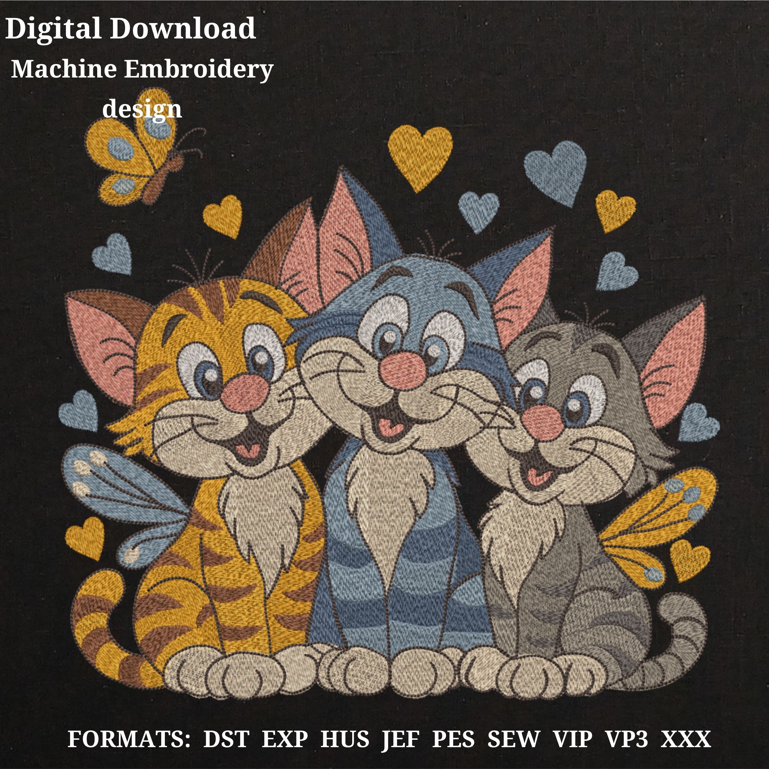 Three Cute friends Cats  Funny animals Cartoon Style-4
