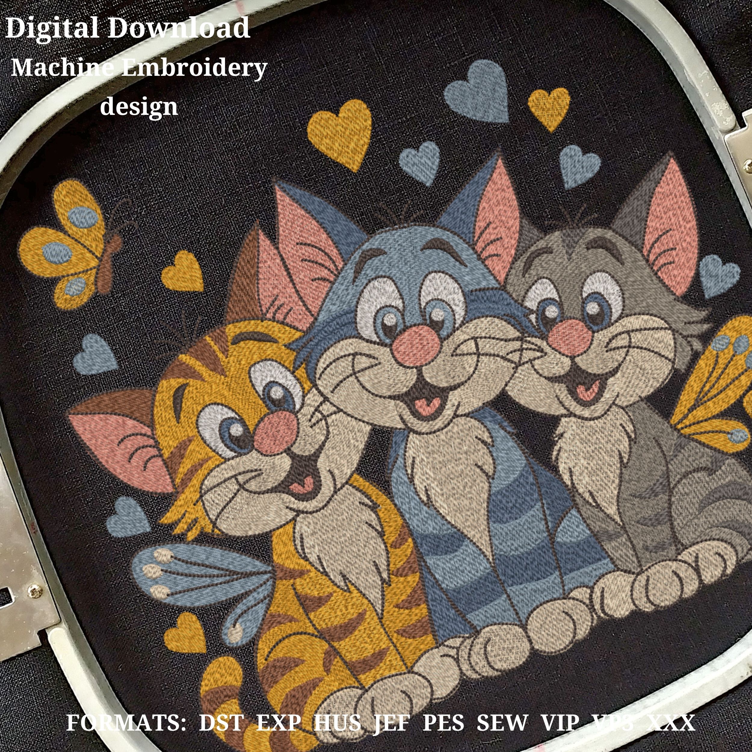 Three Cute friends Cats  Funny animals Cartoon Style-7
