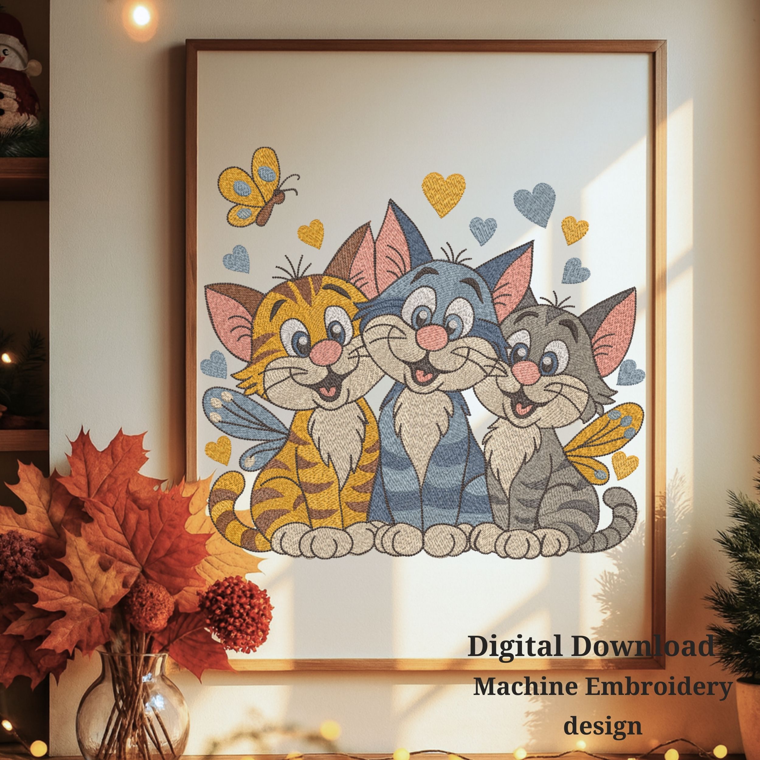 Three Cute friends Cats  Funny animals Cartoon Style-12