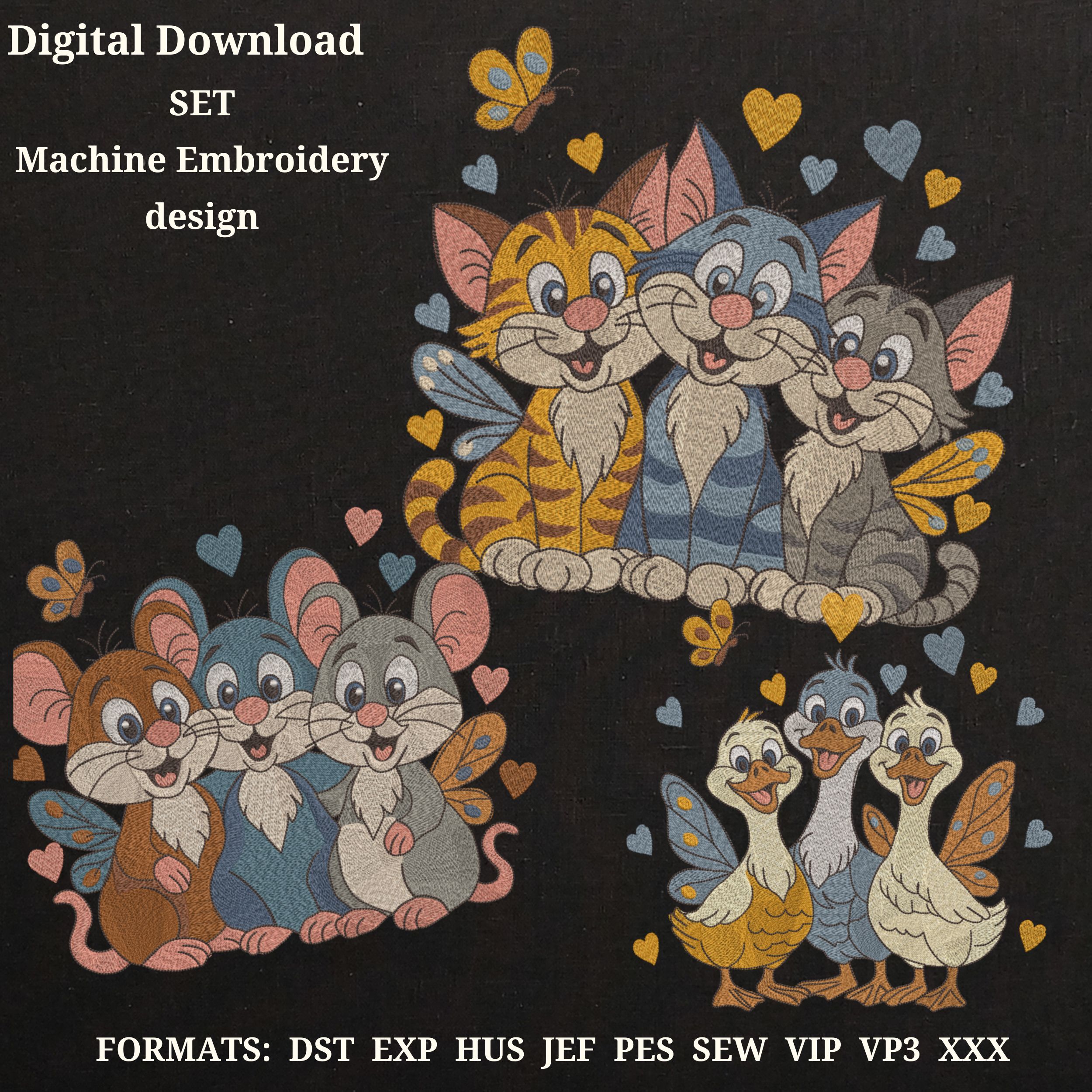 Cats Mice Geese Animals Cartoon Style-5