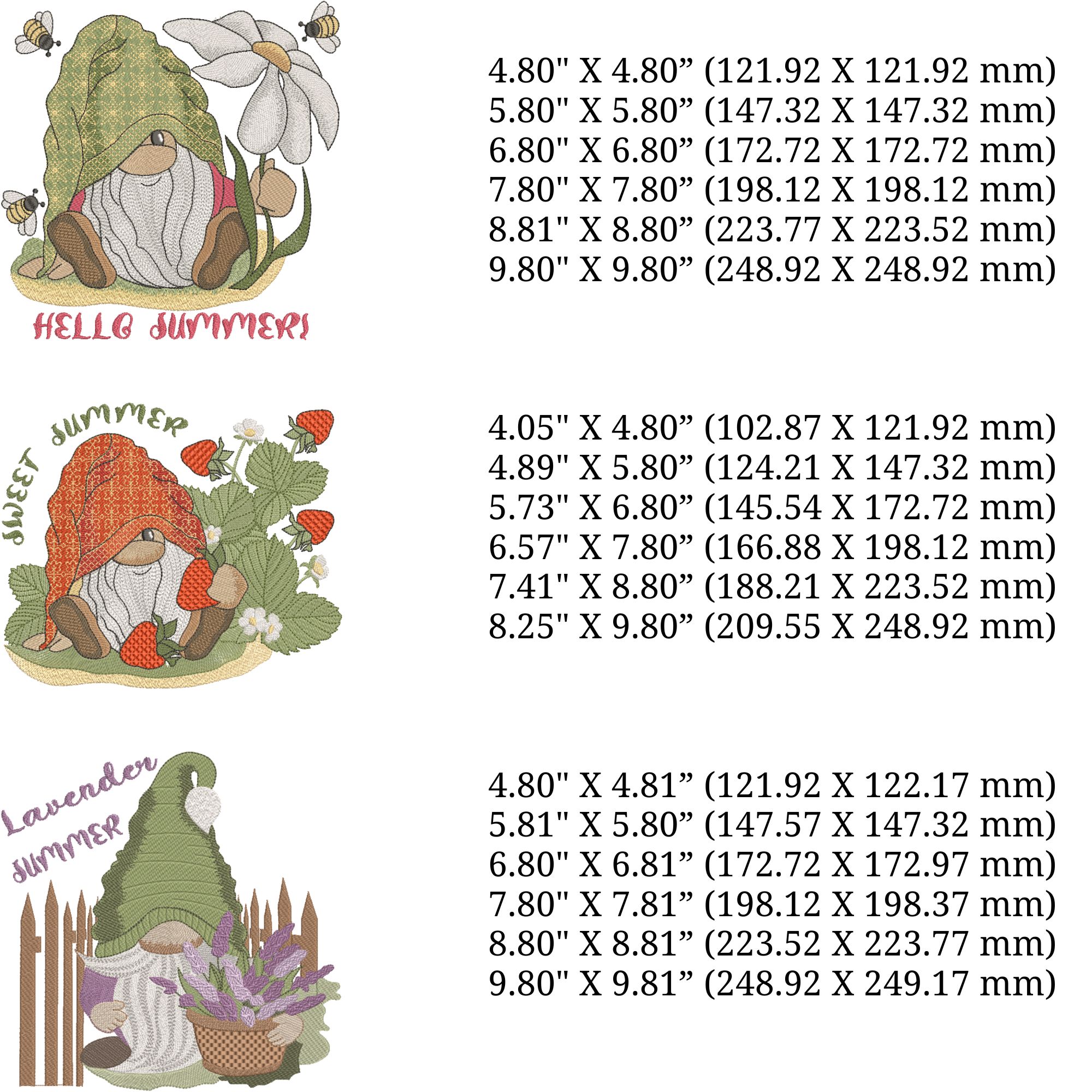 Set of 3 Cute Summer Gnome on Black-5
