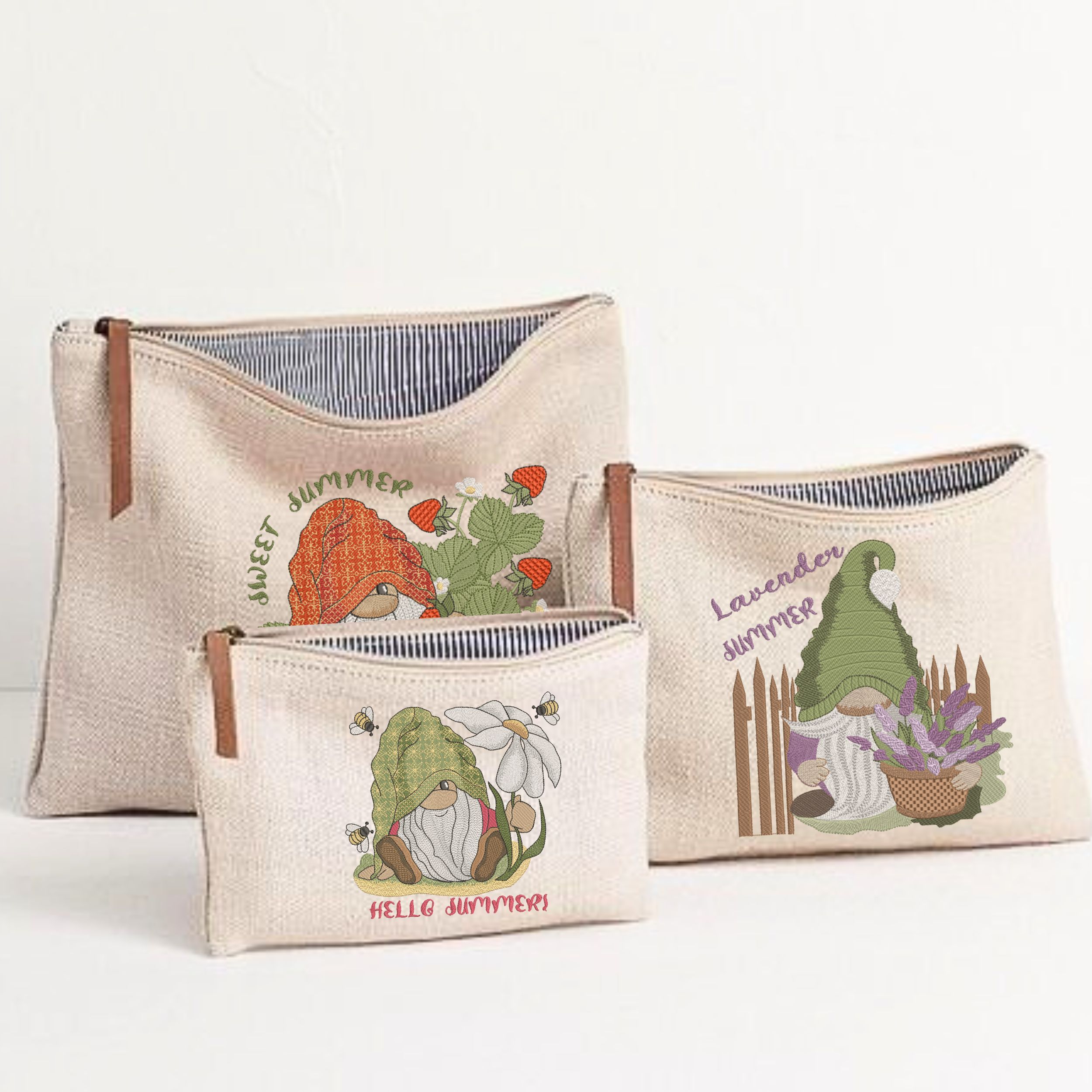 Set of 3 Cute Summer Gnome on Black-9