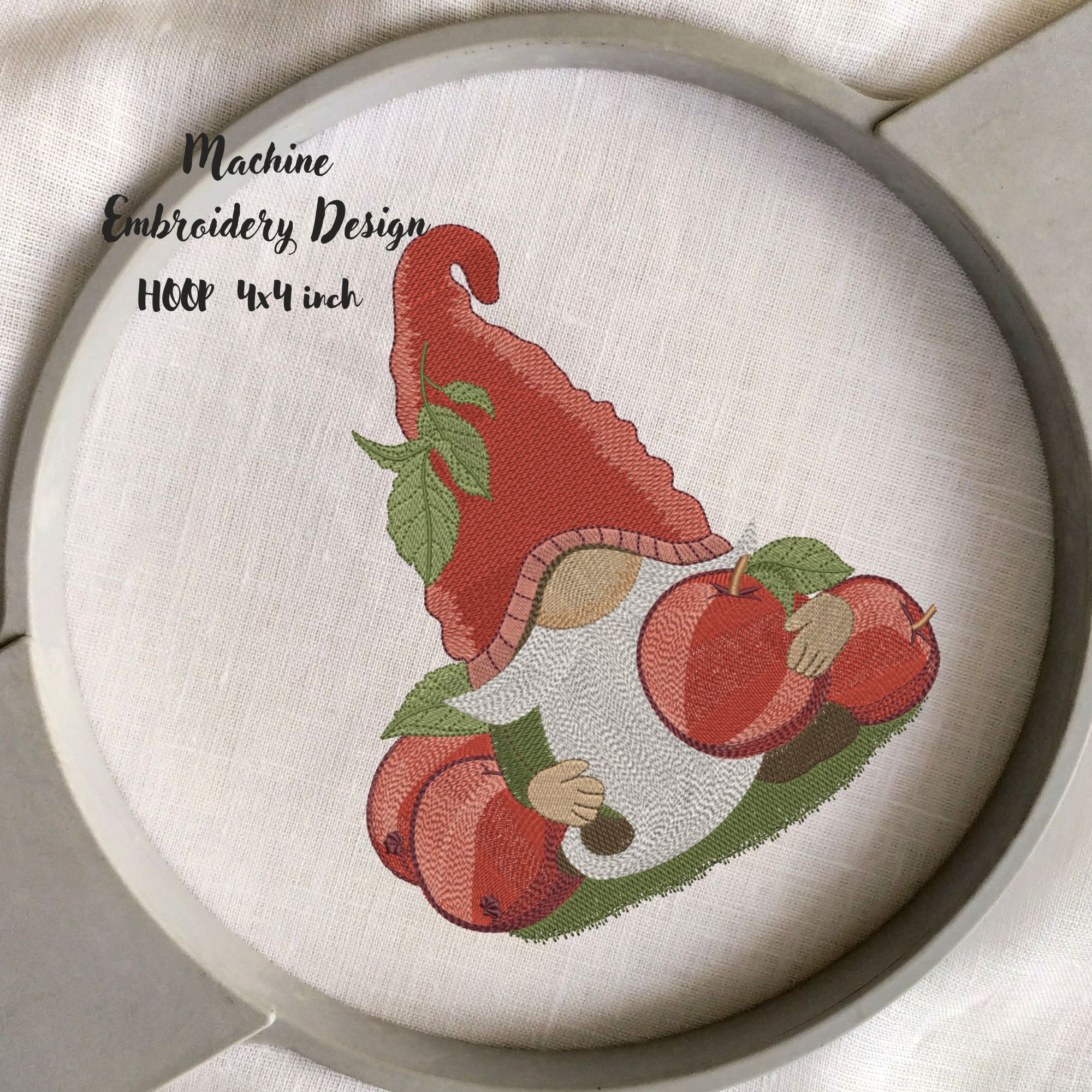 Hoops 4x4 Cute Summer Apple Gnome-4