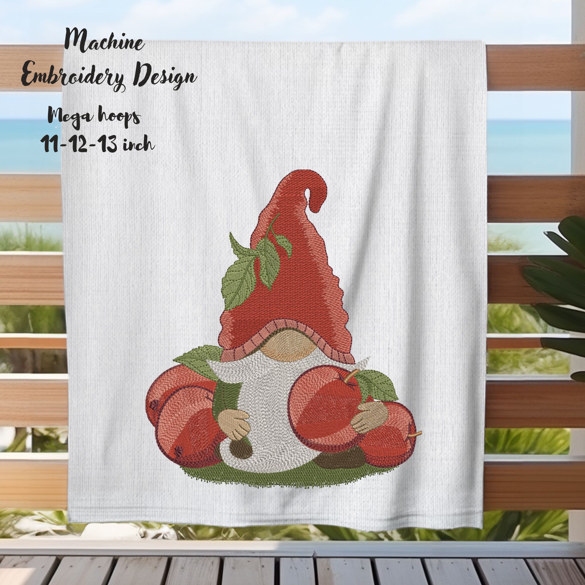 Large hoops Cute Summer Apple Gnome-8