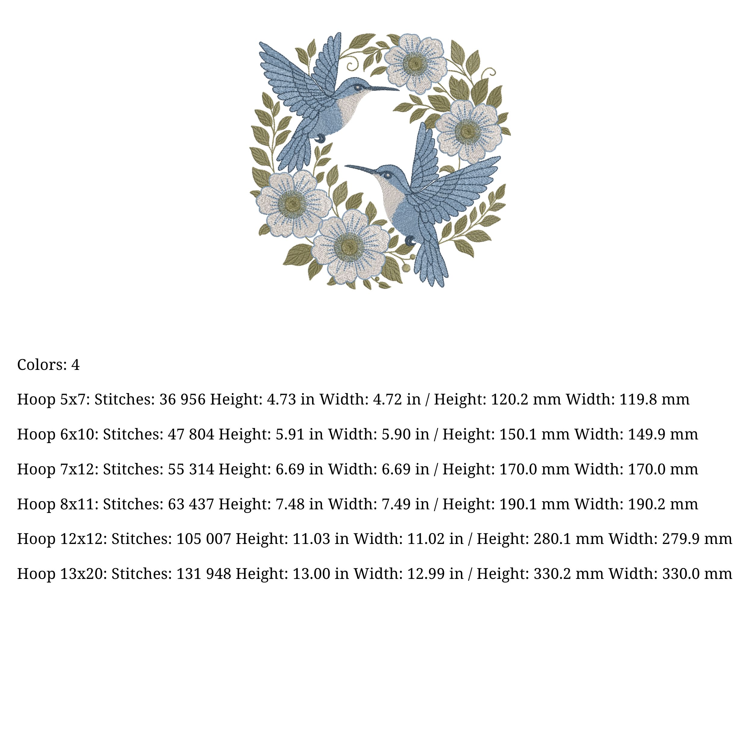 Blue Hummingbird Floral Wreath-5