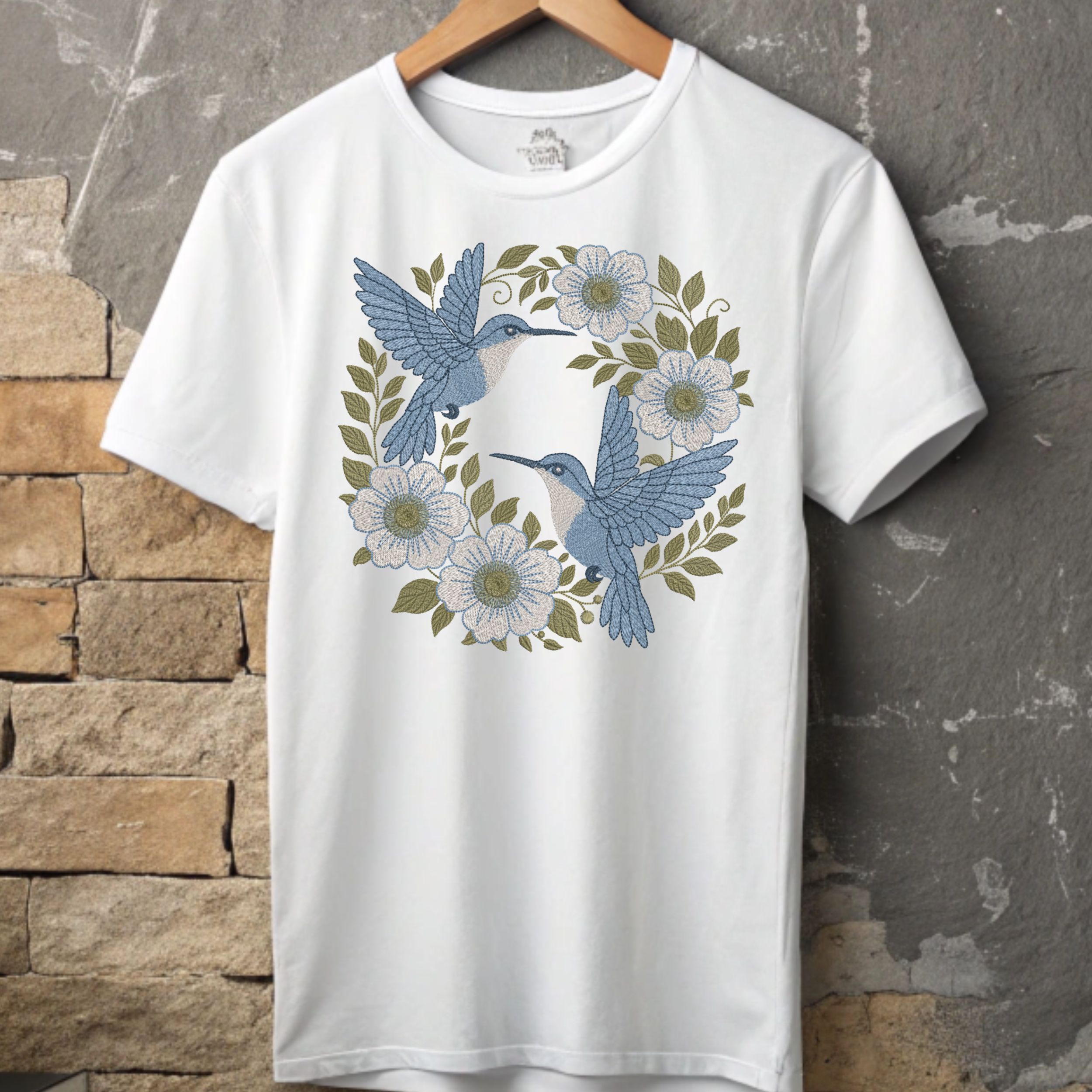 Blue Hummingbird Floral Wreath-7